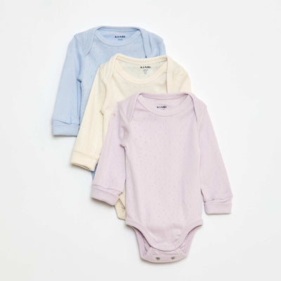 Lot de 3 bodies col US et manches longues VIOLET