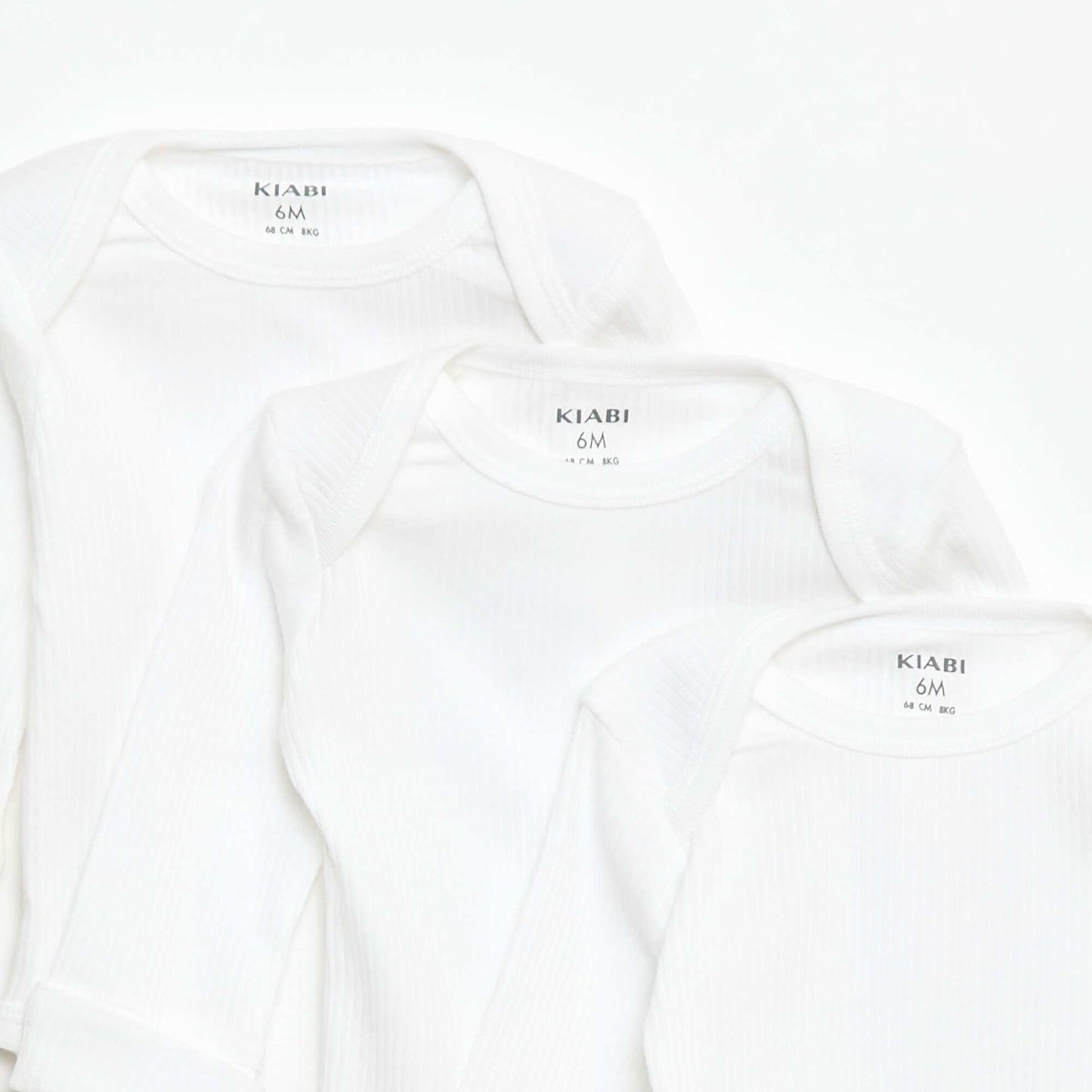 Lot de 3 bodies évolutifs col US et manches longues BLANC