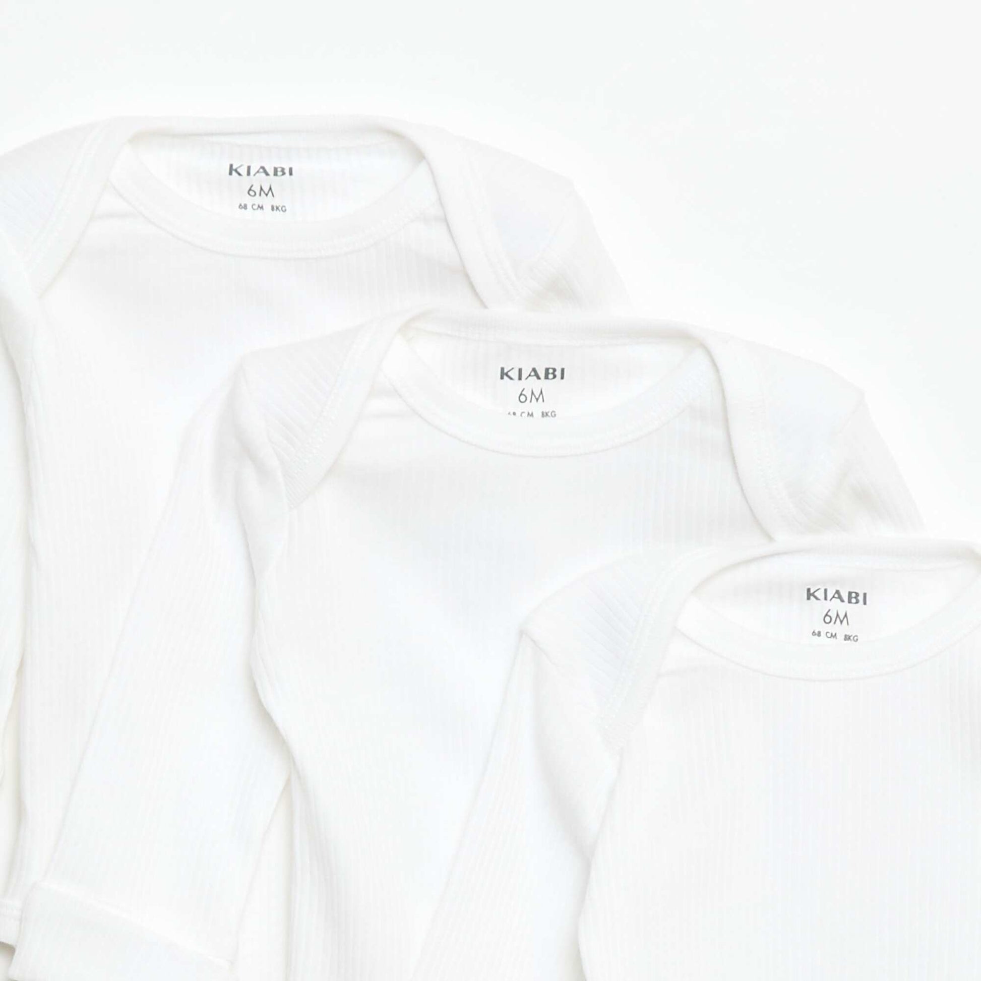Lot de 3 bodies évolutifs col US et manches longues BLANC