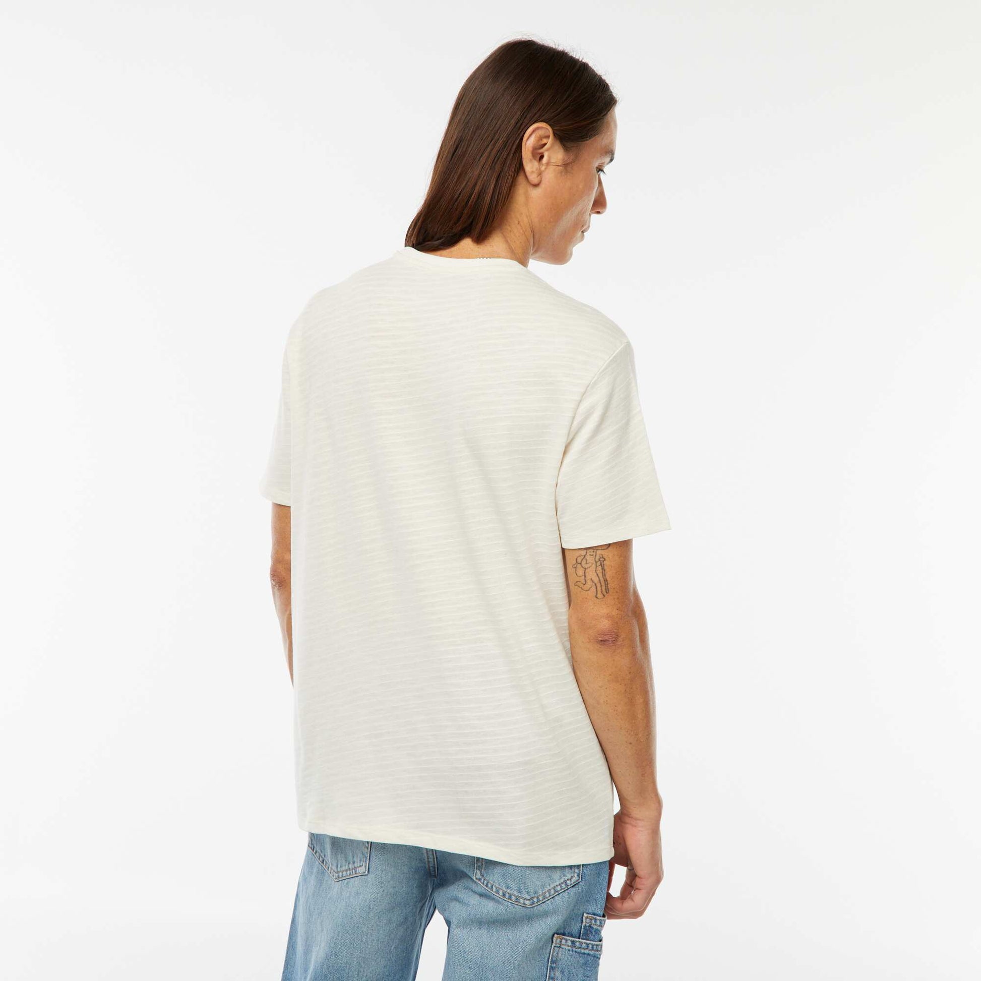 T-shirt manches courtes en maille fantaisie BLANC