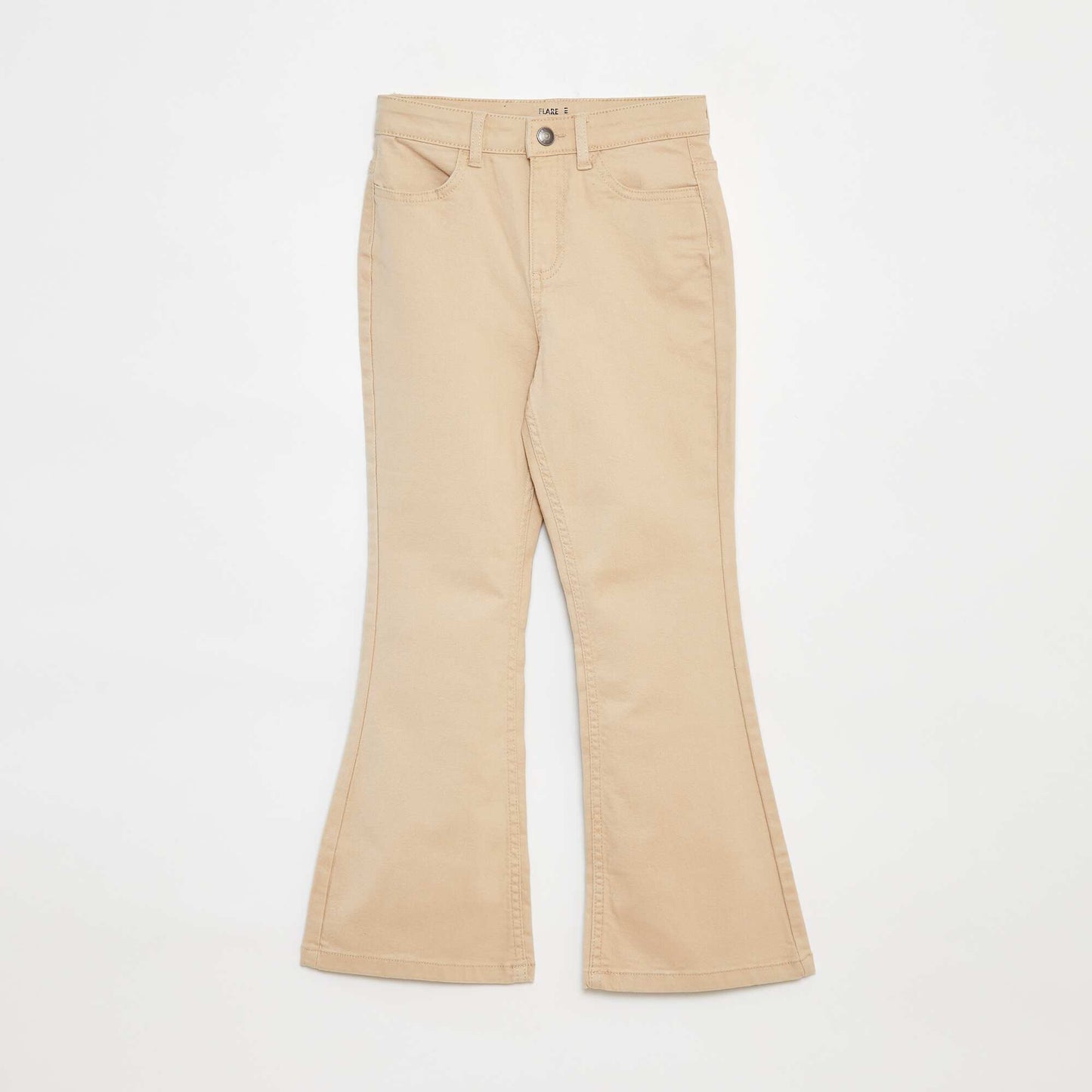 Pantalon flare en twill avec taille ajustable BEIGE