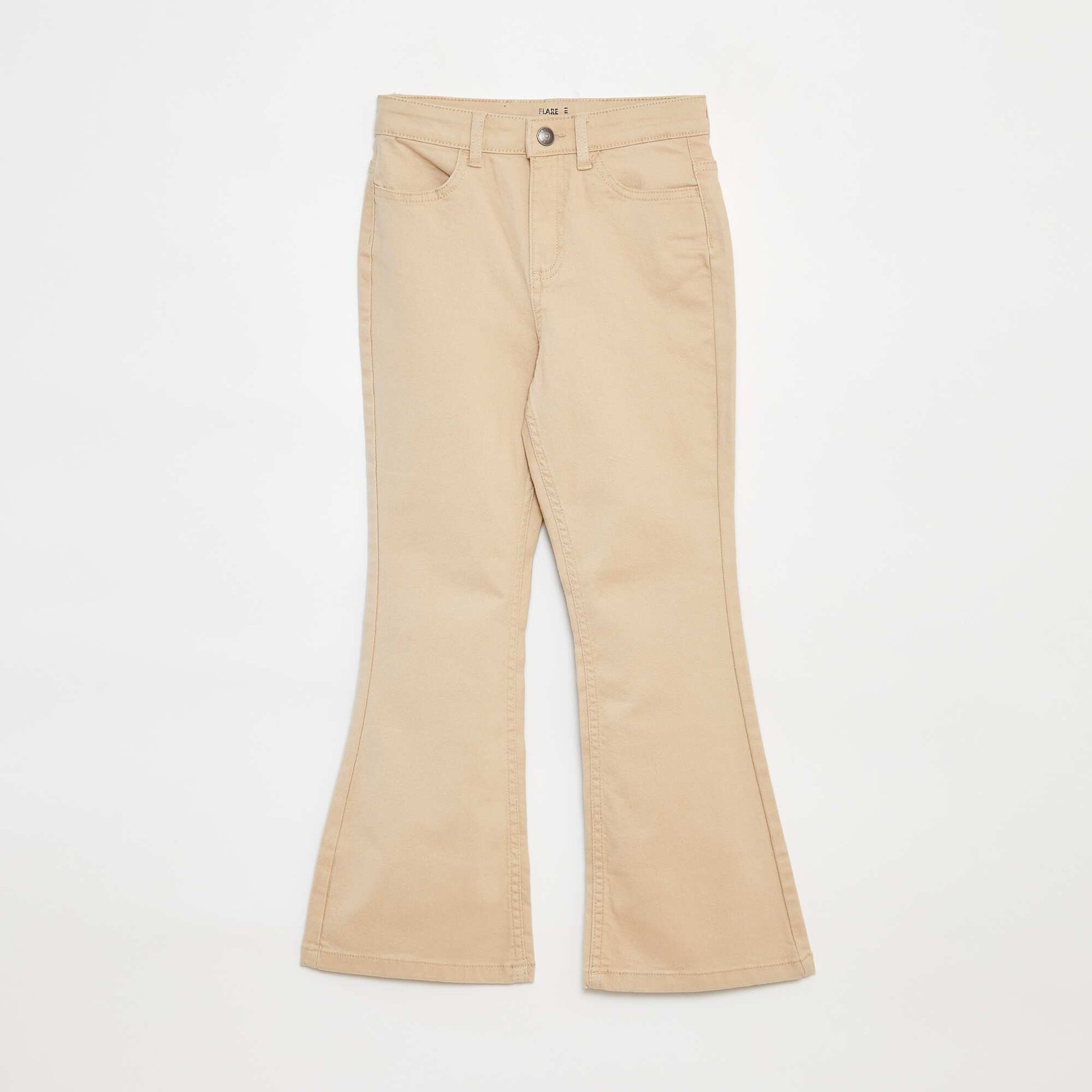 Pantalon flare en twill avec taille ajustable BEIGE