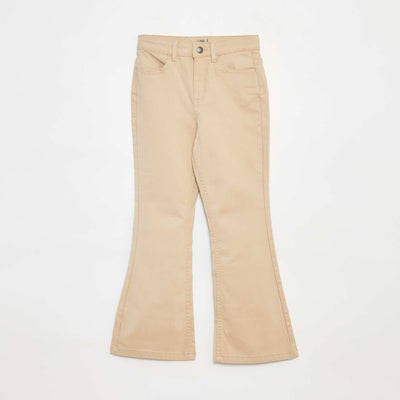 Pantalon flare en twill avec taille ajustable BEIGE