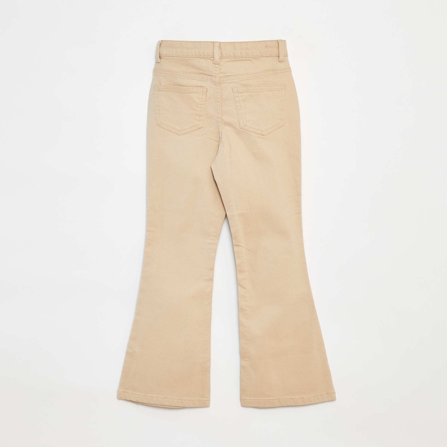 Pantalon flare en twill avec taille ajustable BEIGE