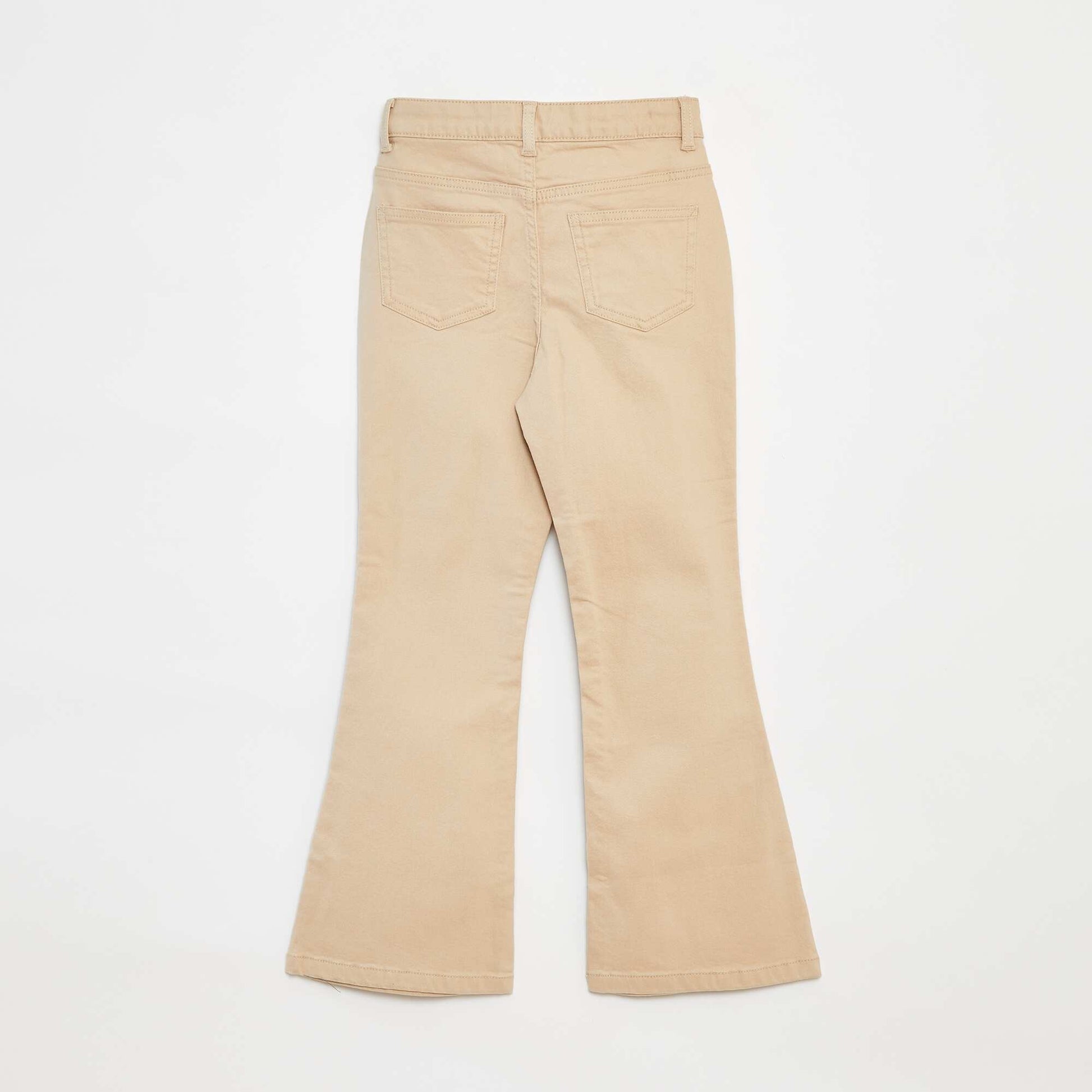 Pantalon flare en twill avec taille ajustable BEIGE