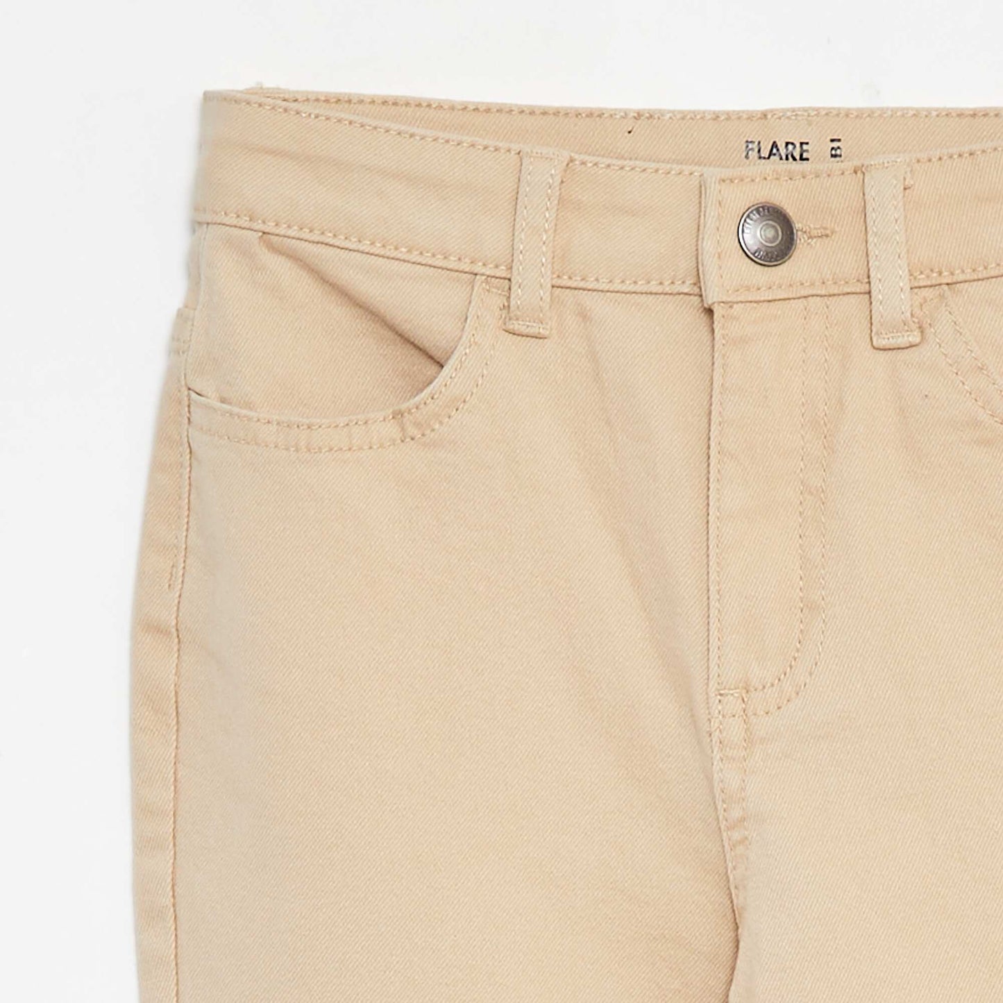 Pantalon flare en twill avec taille ajustable BEIGE