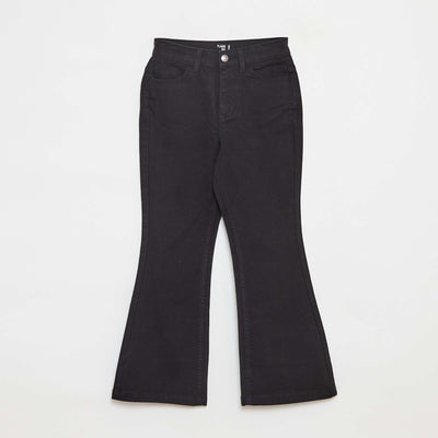 Pantalon flare en twill avec taille ajustable NOIR