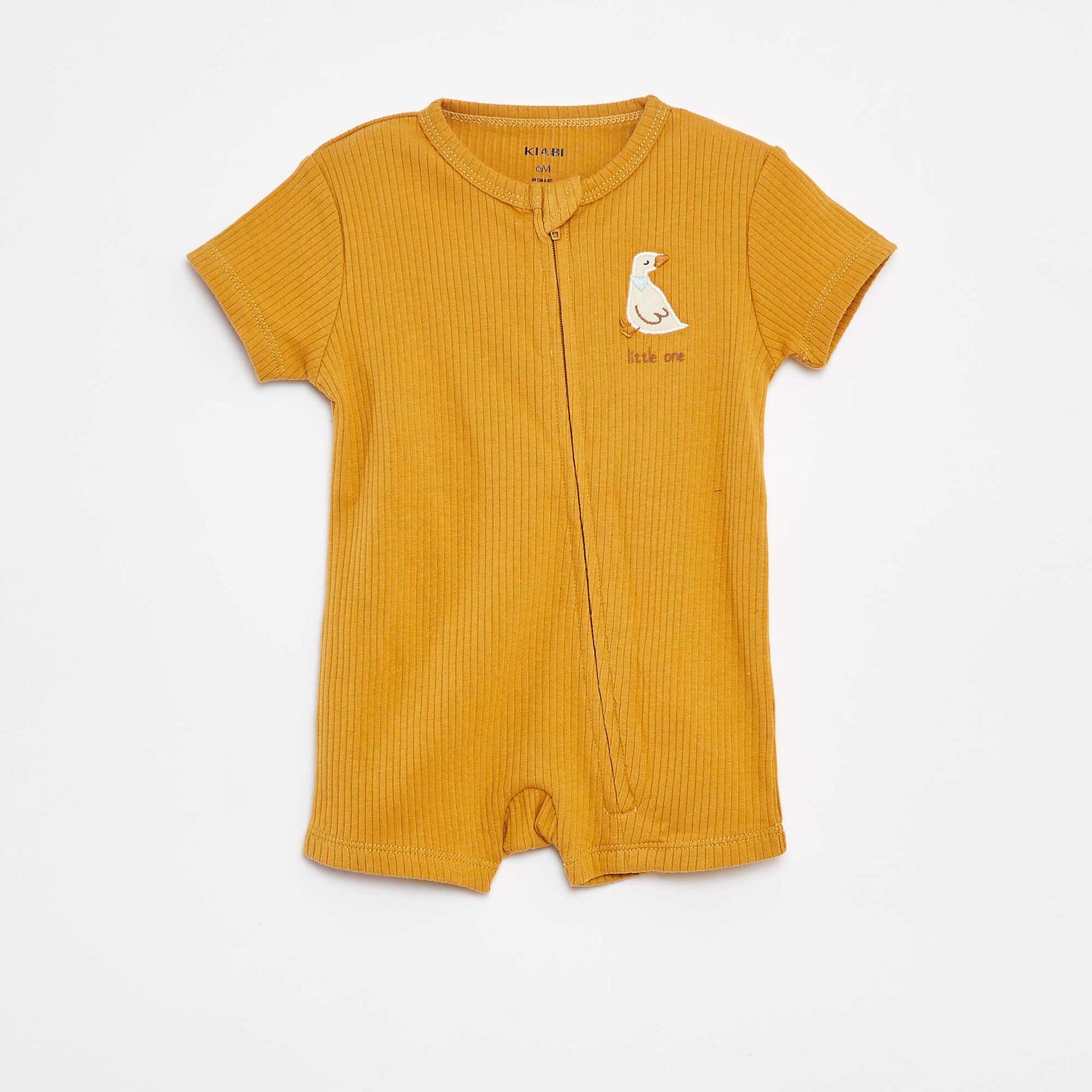 Pyjama dors-bien léger zippé à manches courtes JAUNE