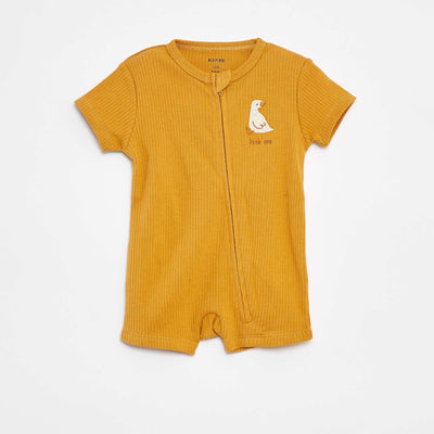 Pyjama dors-bien léger zippé à manches courtes JAUNE