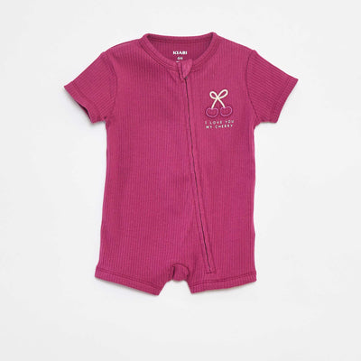 Pyjama dors-bien léger zippé à manches courtes ROSE