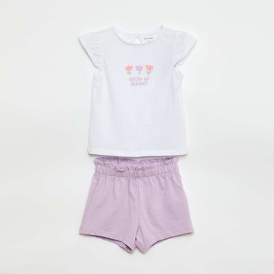 Ensemble short + t-shirt sans manches - 2 pièces BLANC/VIOLET