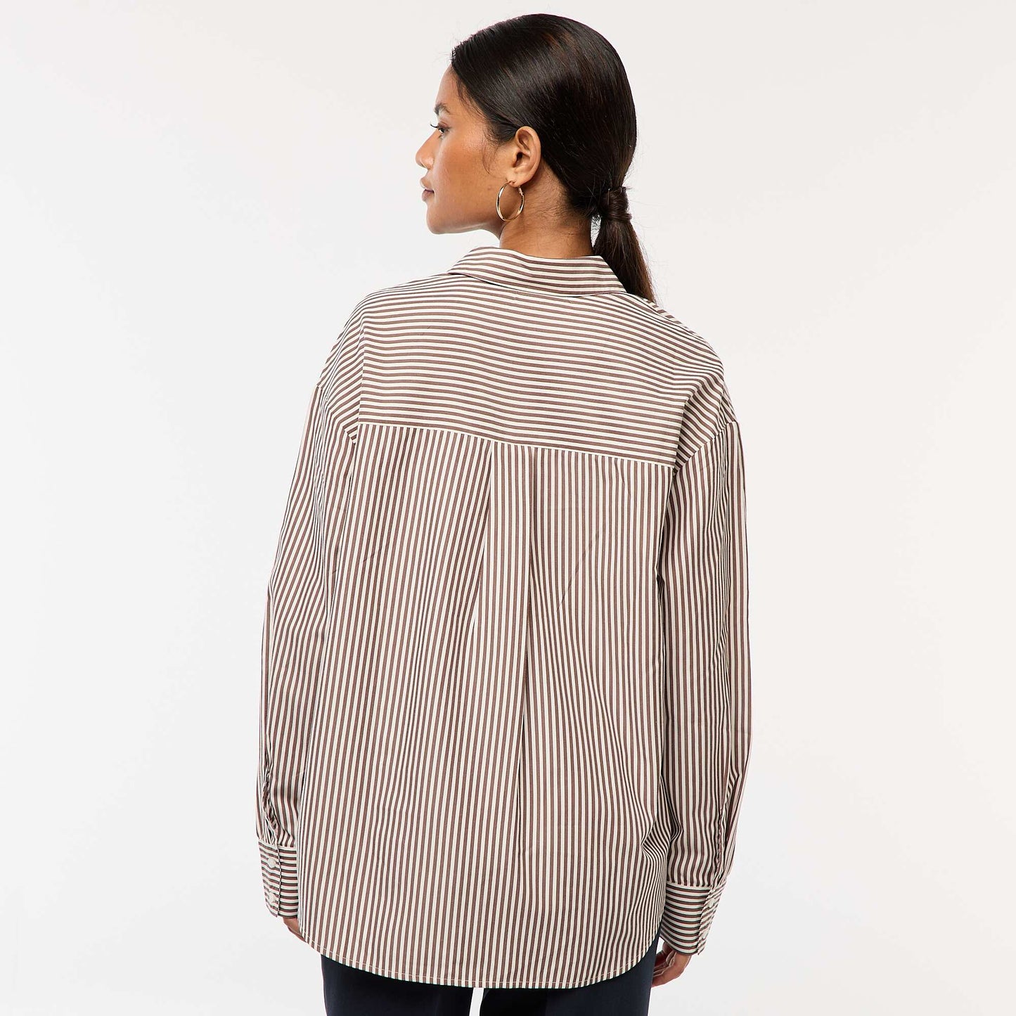 Chemise en popeline rayée MARRON