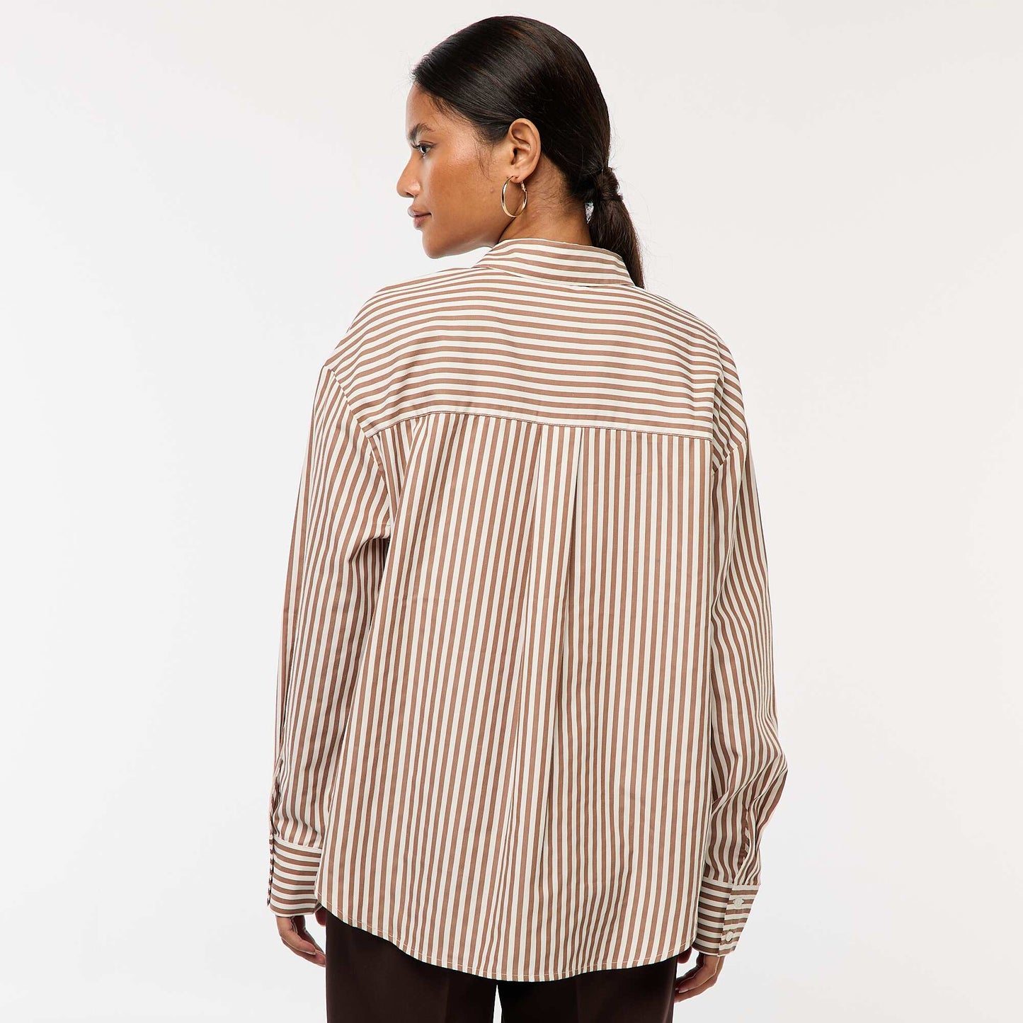 Chemise en popeline rayée MARRON