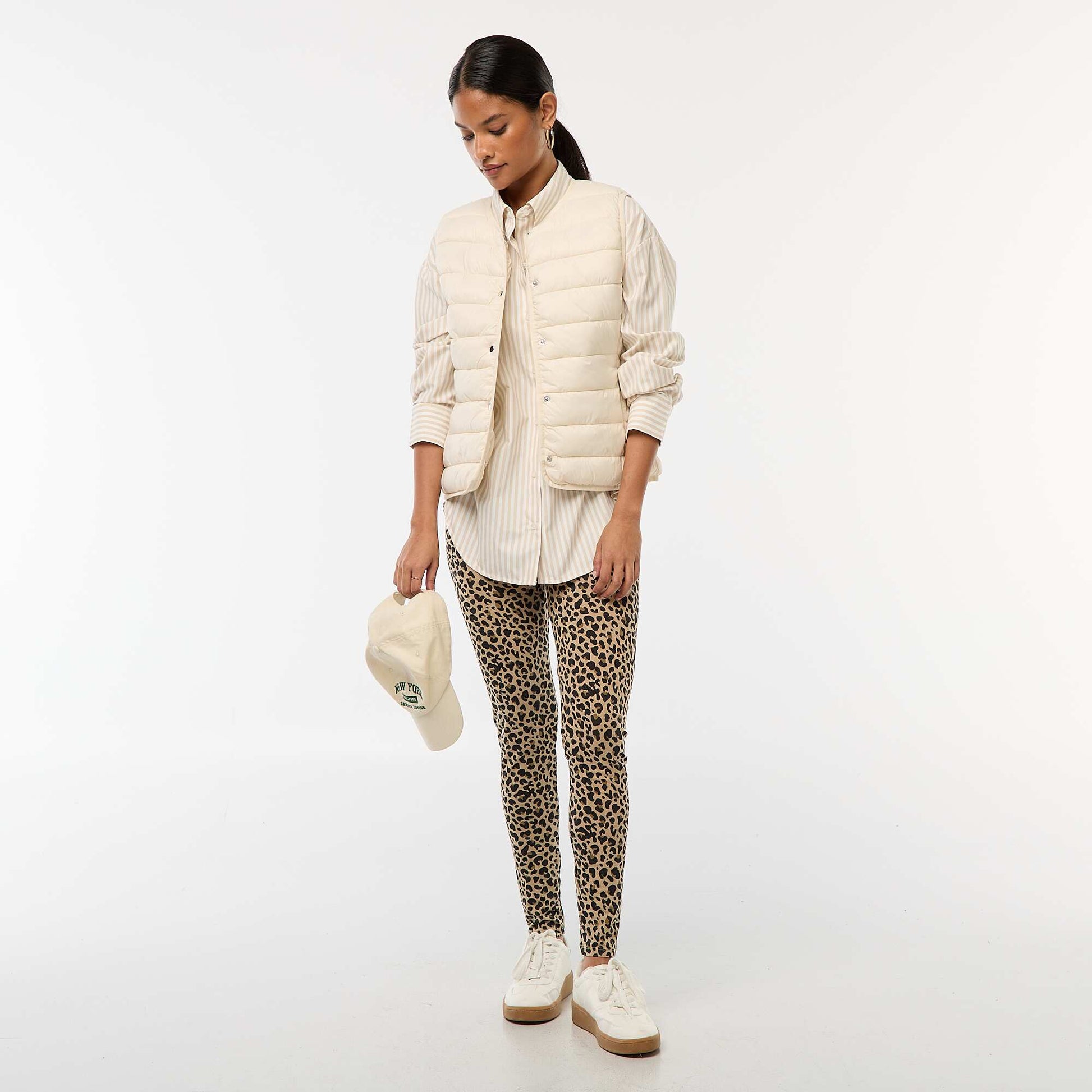 Chemise en popeline rayée BEIGE
