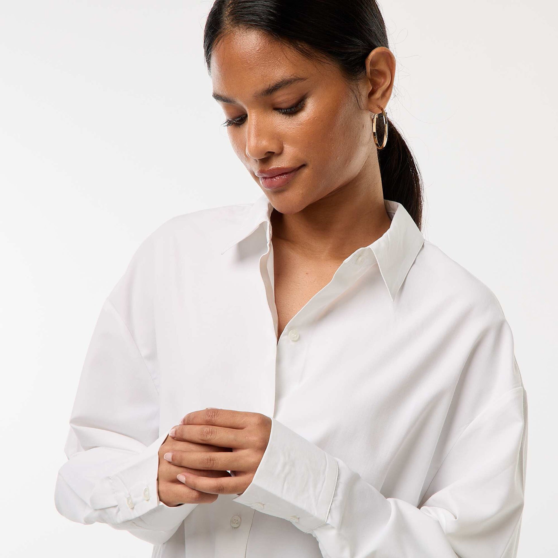Chemise en popeline unie BLANC