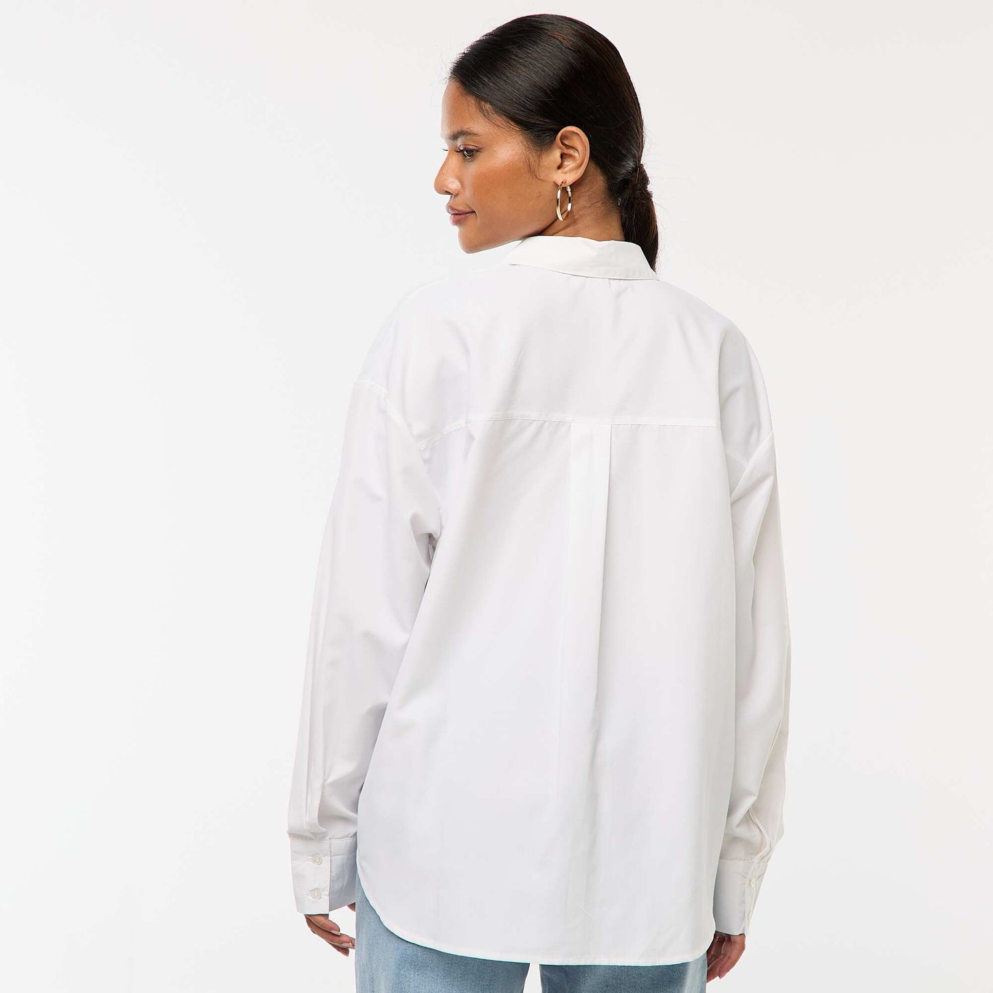 Chemise en popeline unie BLANC