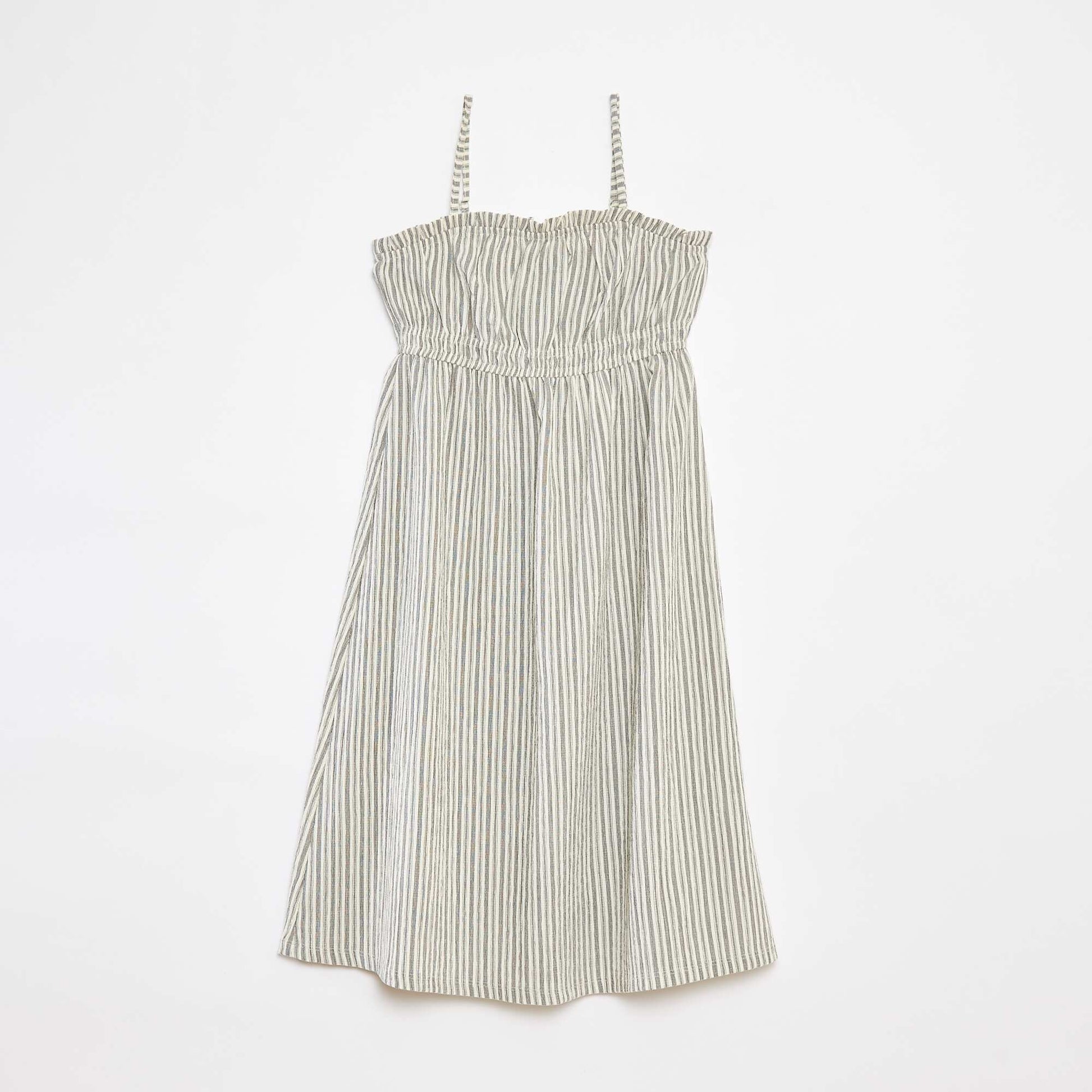 Robe longue et rayée à bretelles BLANC