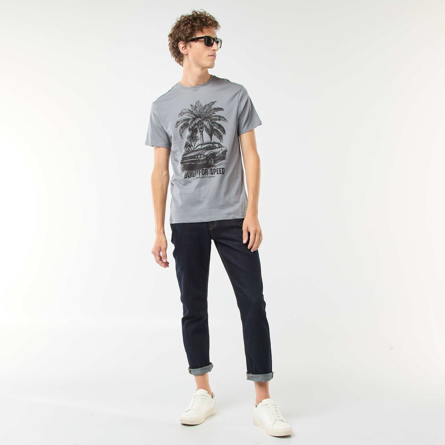 Tee-shirt manches courtes imprimé GRIS