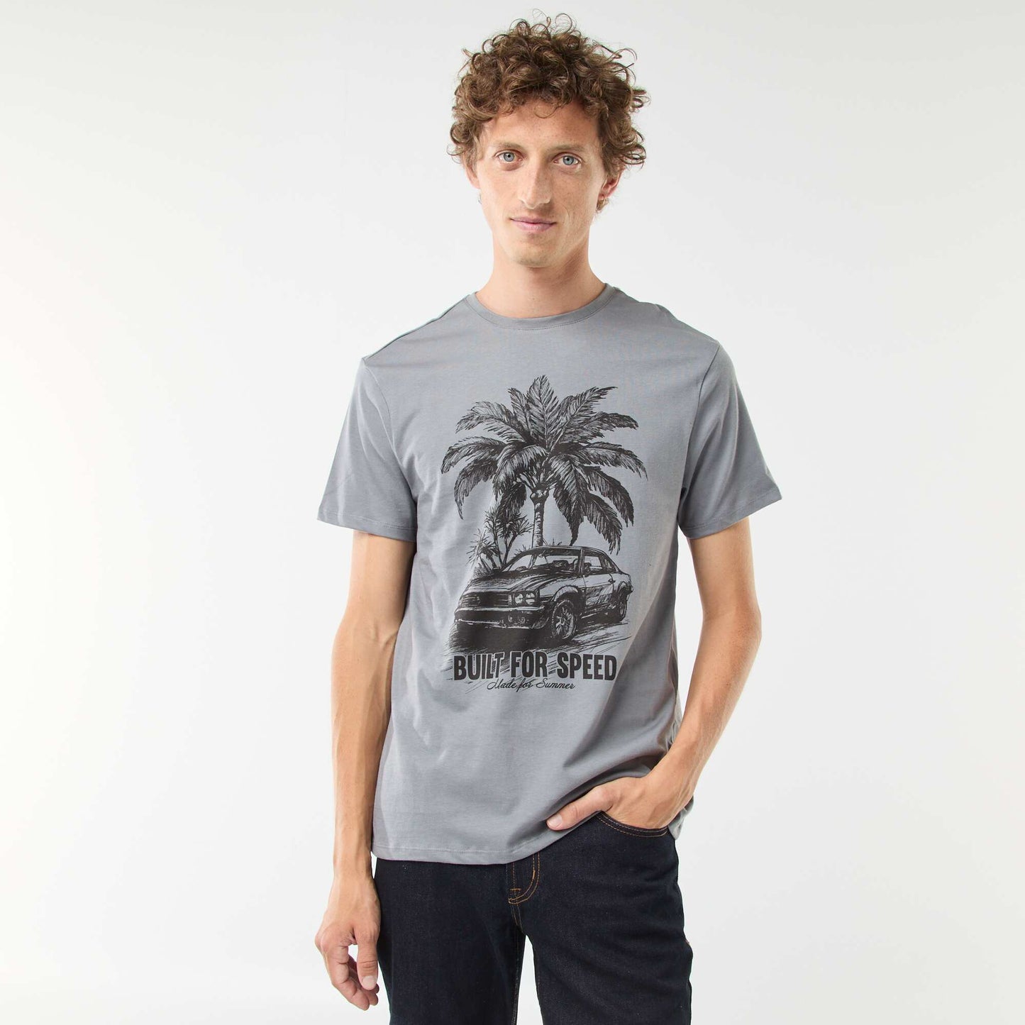 Tee-shirt manches courtes imprimé GRIS