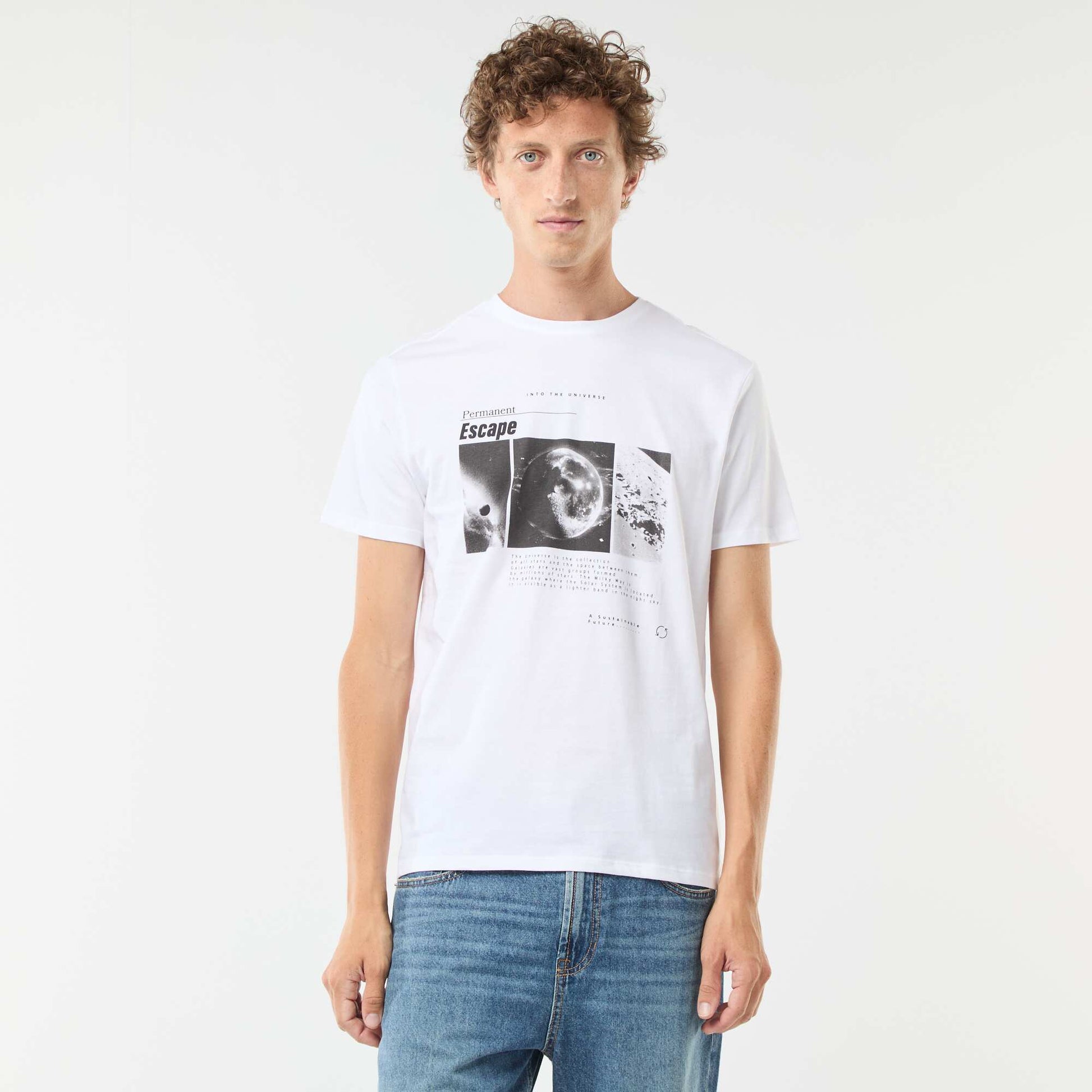 Tee-shirt manches courtes imprimé BLANC