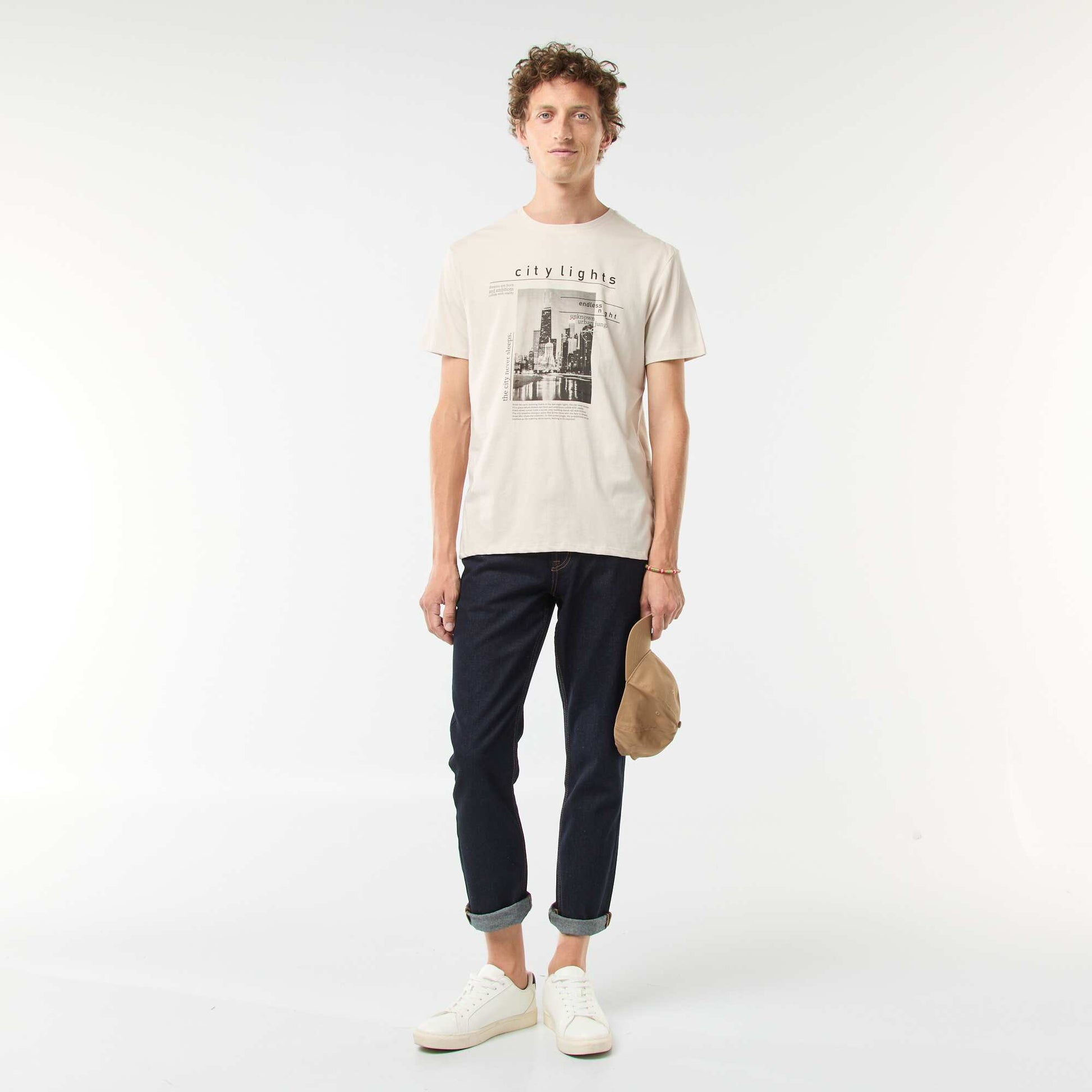 Tee-shirt manches courtes imprimé BEIGE