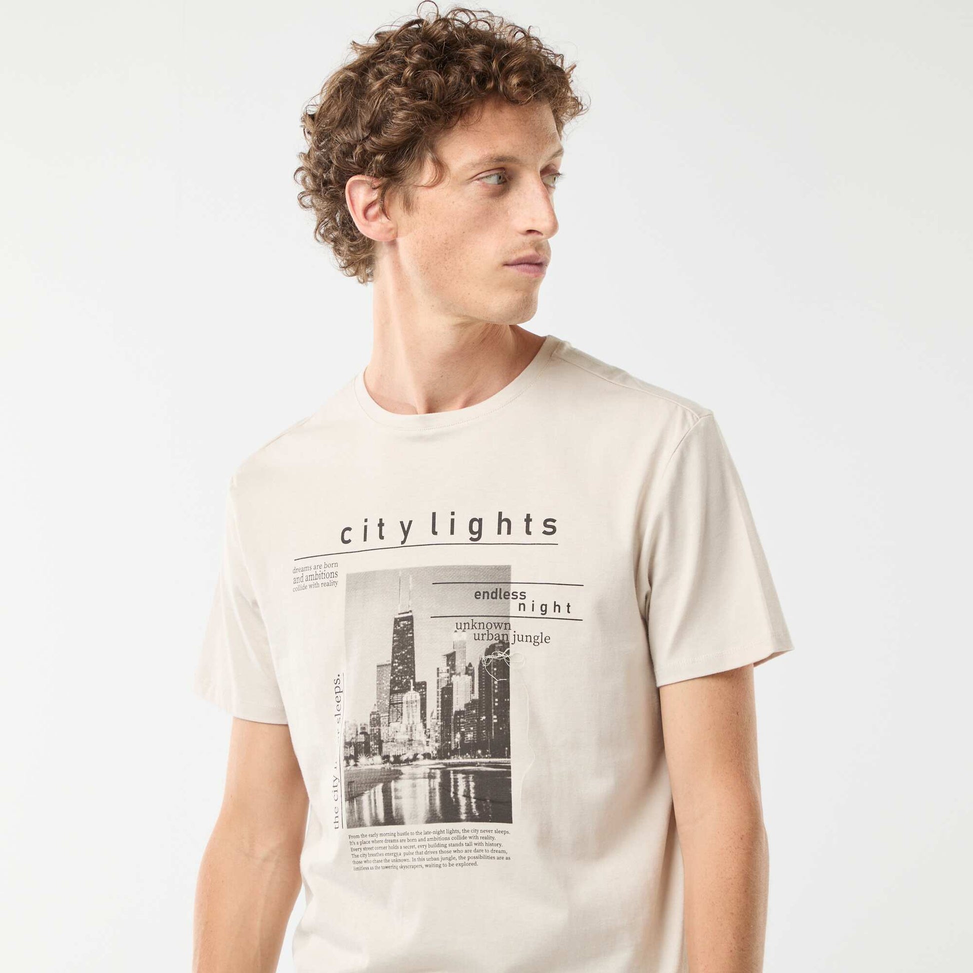Tee-shirt manches courtes imprimé BEIGE