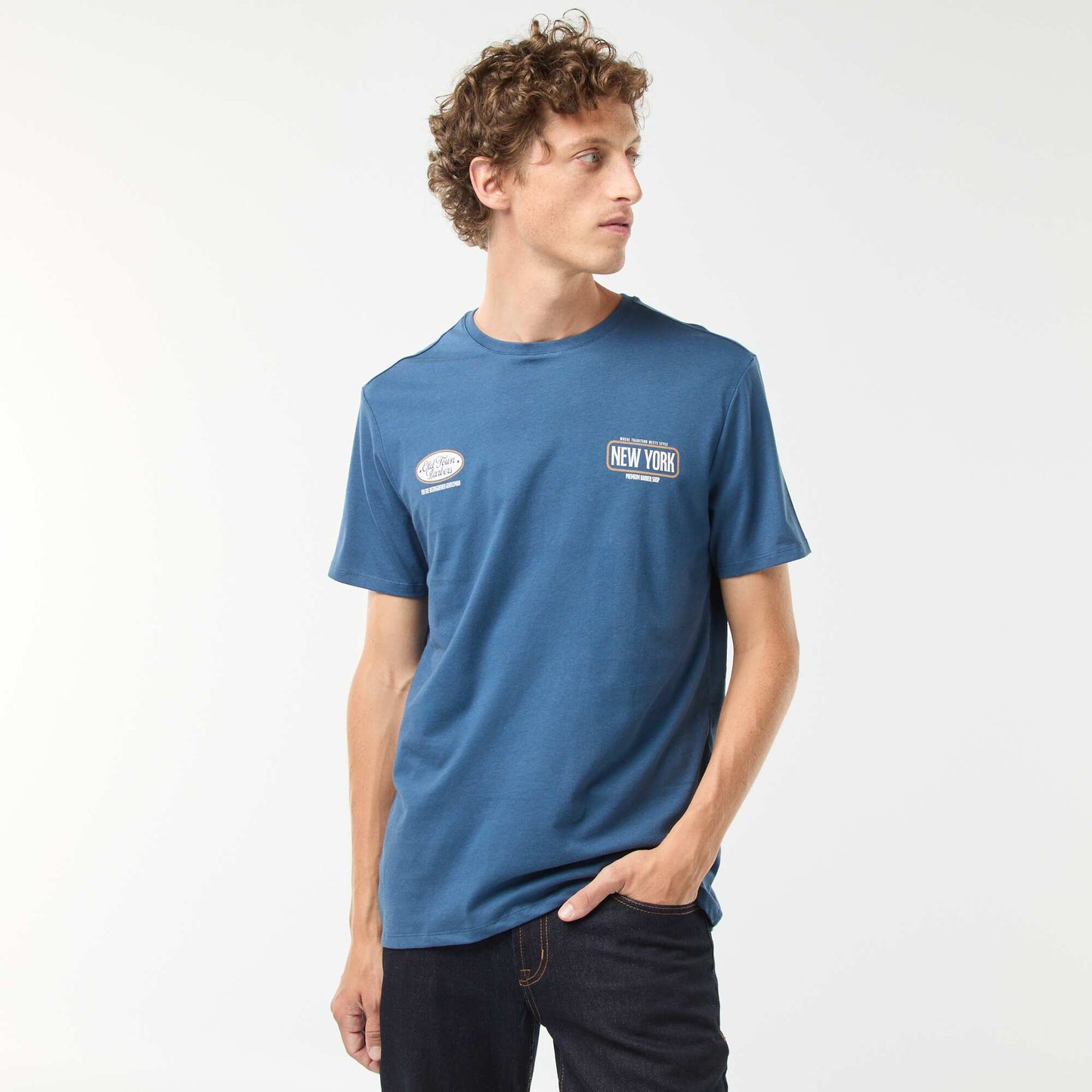 Tee-shirt manches courtes imprimé BLEU