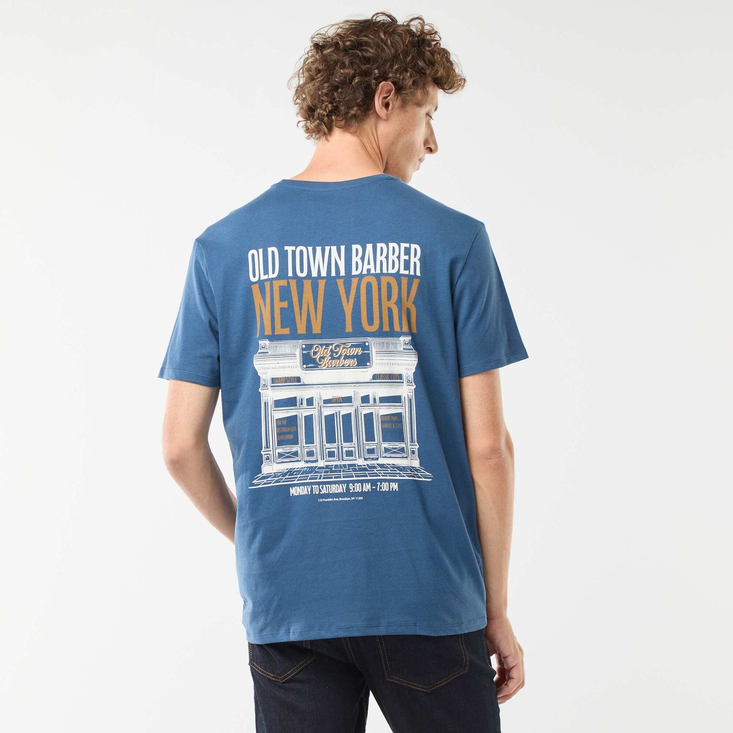 Tee-shirt manches courtes imprimé BLEU