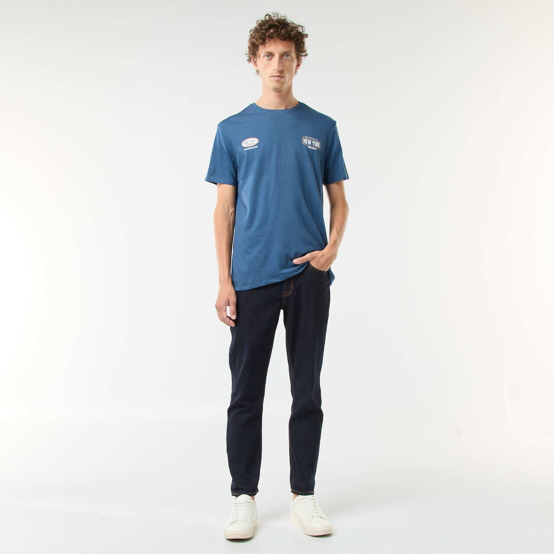 Tee-shirt manches courtes imprimé BLEU