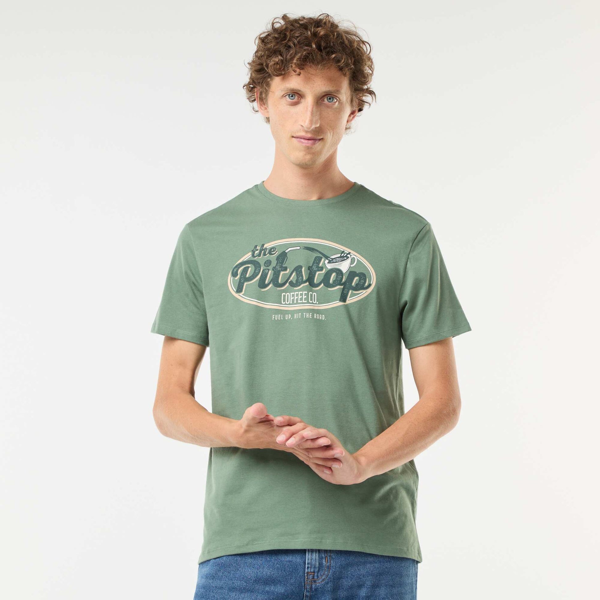 Tee-shirt manches courtes imprimé VERT