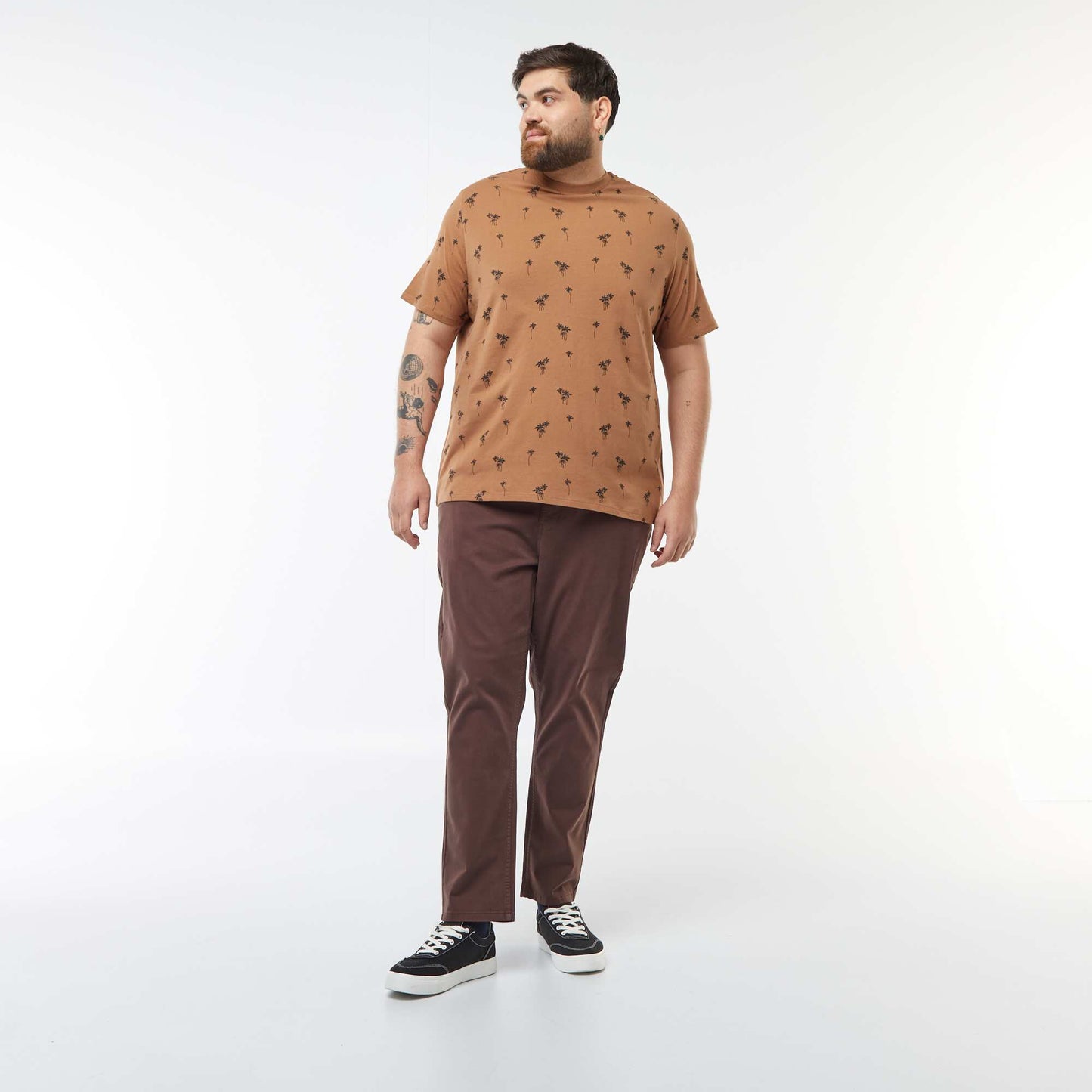 T-shirt manches courtes à motif MARRON