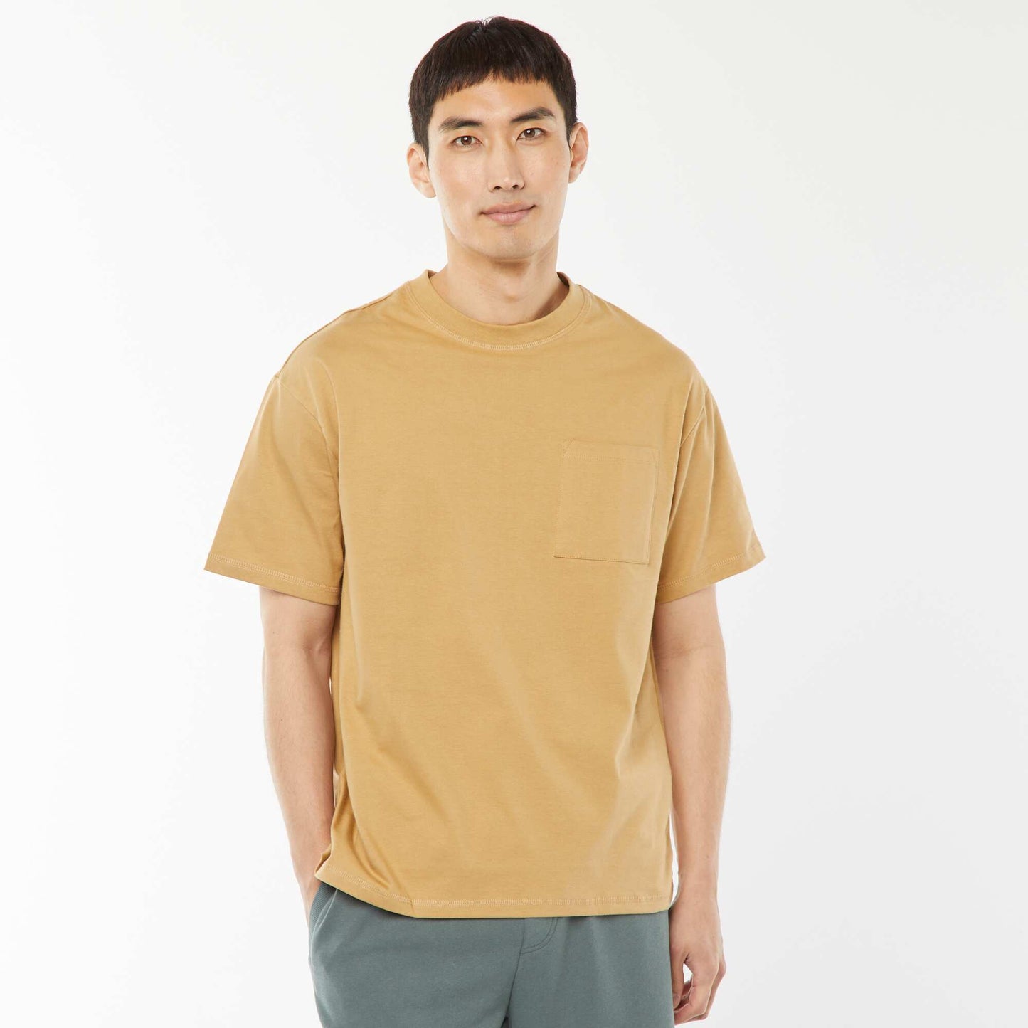 T-shirt en maille jersey manches courtes BEIGE