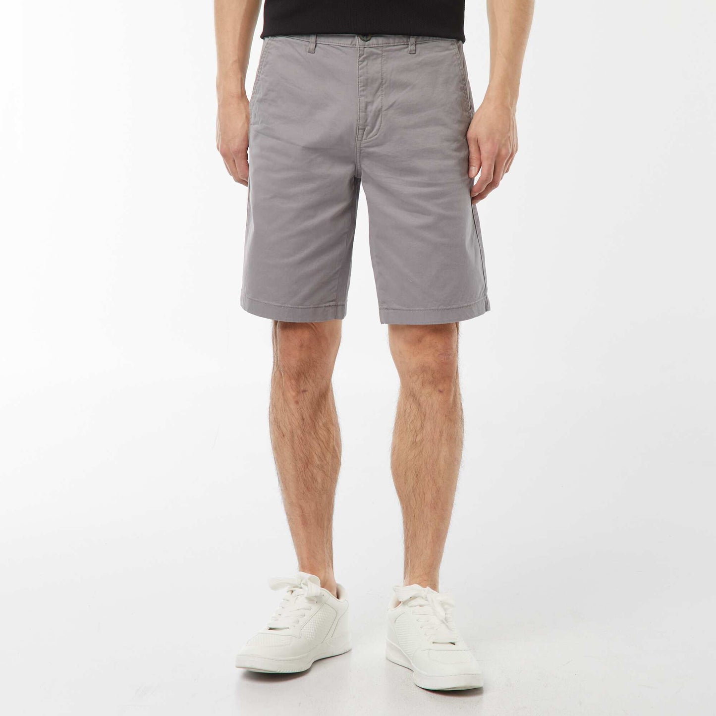 Bermuda chino en twill uni GRIS