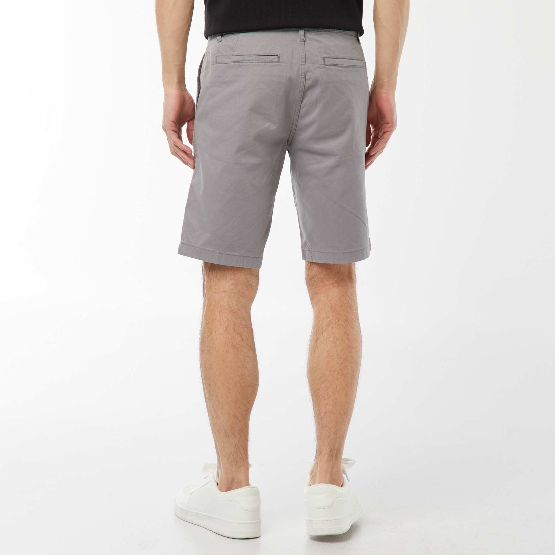 Bermuda chino en twill uni GRIS