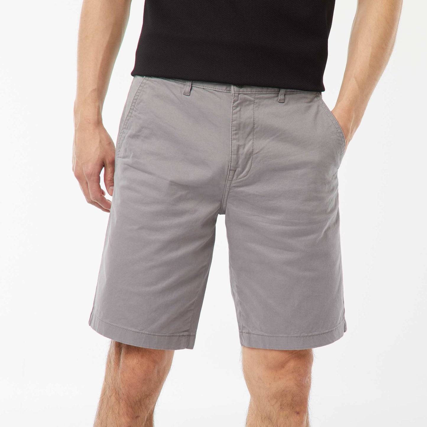 Bermuda chino en twill uni GRIS
