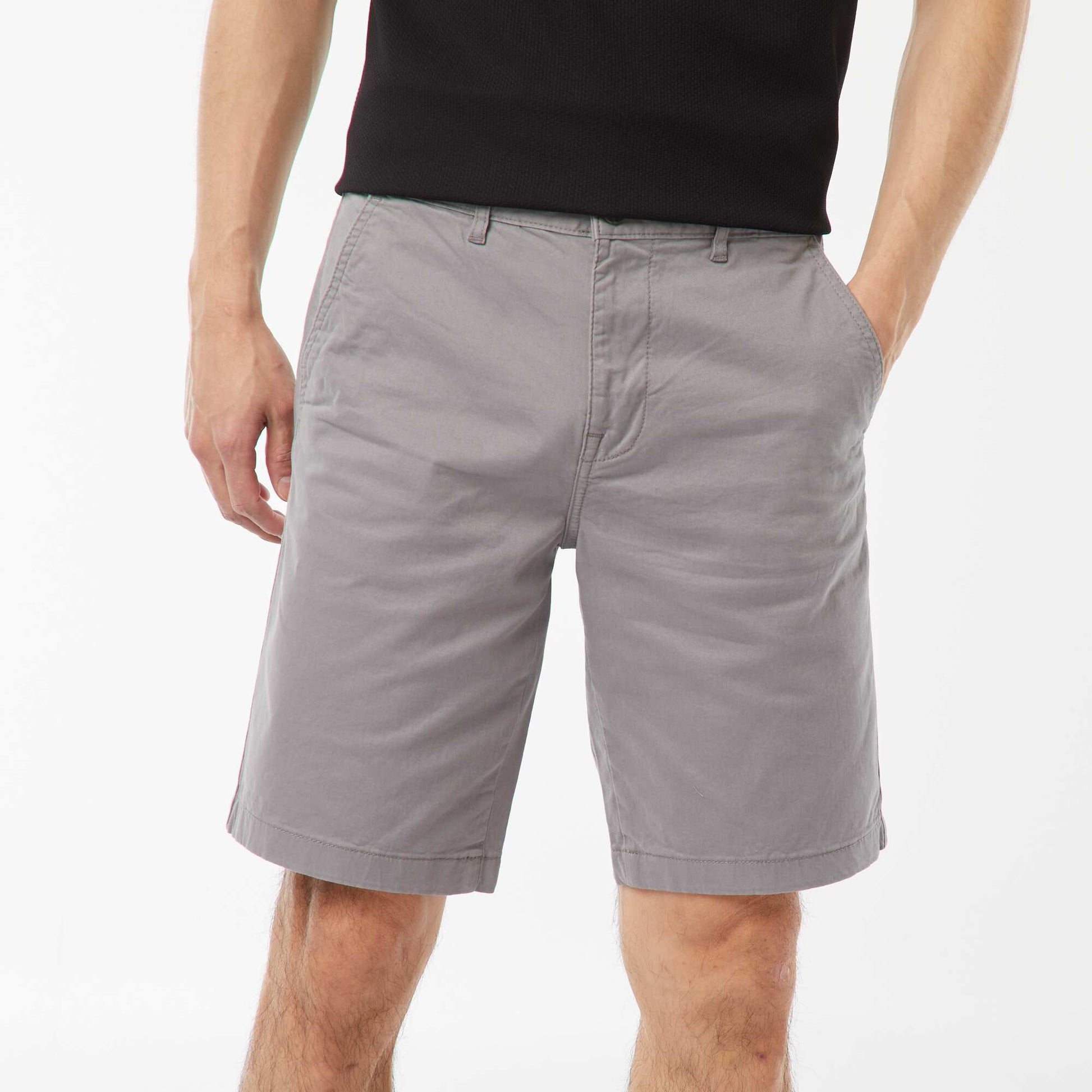 Bermuda chino en twill uni GRIS