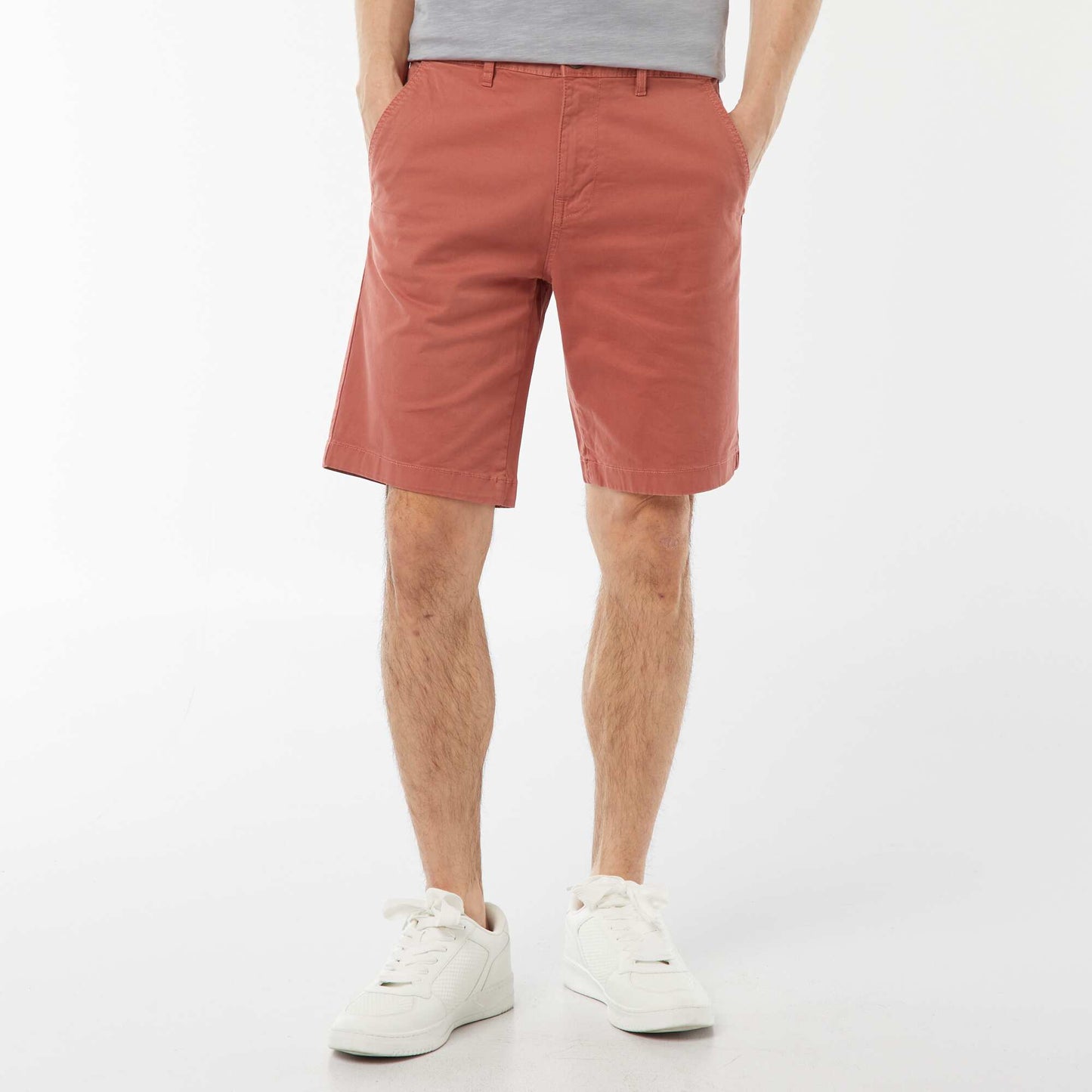 Bermuda chino en twill uni ROSE