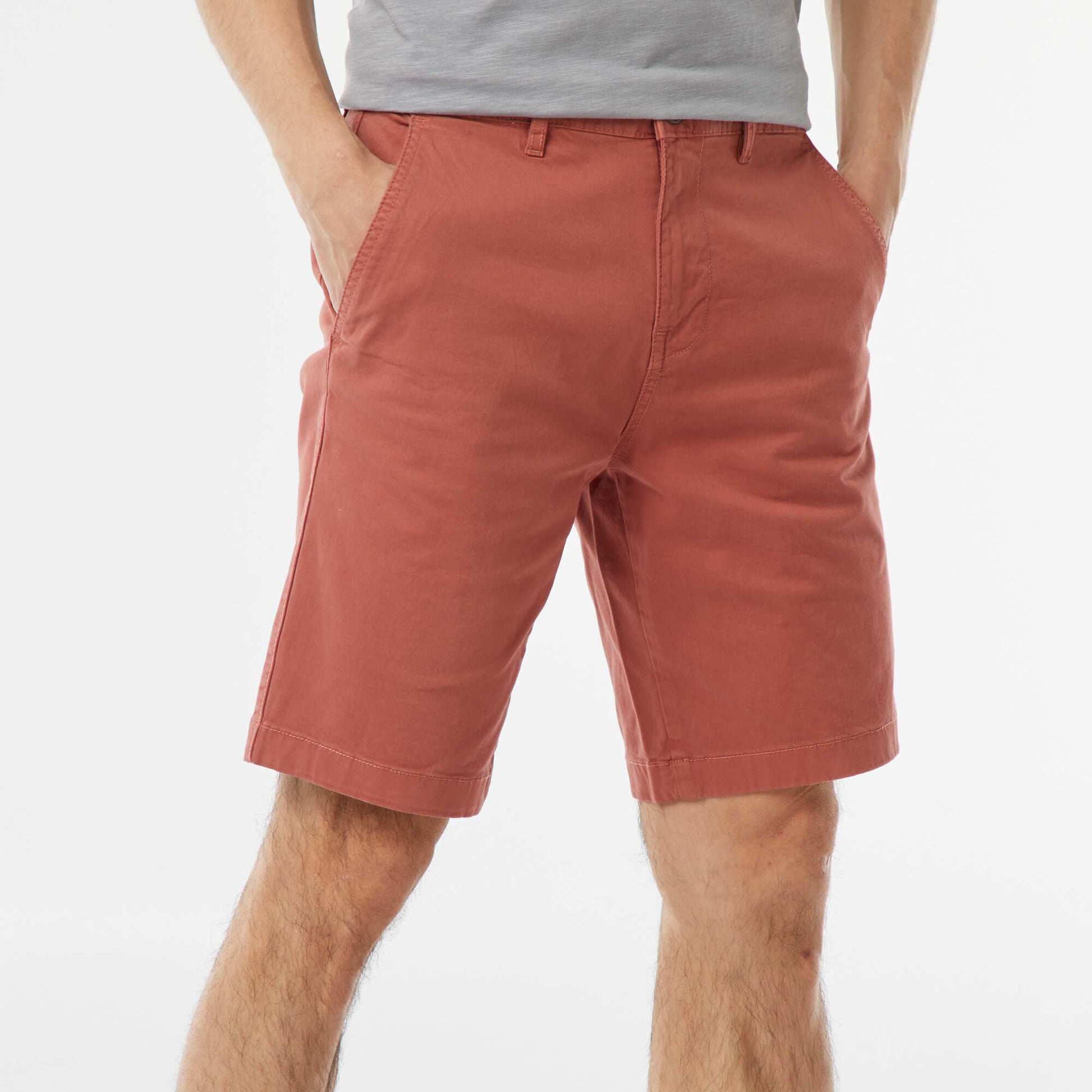 Bermuda chino en twill uni ROSE