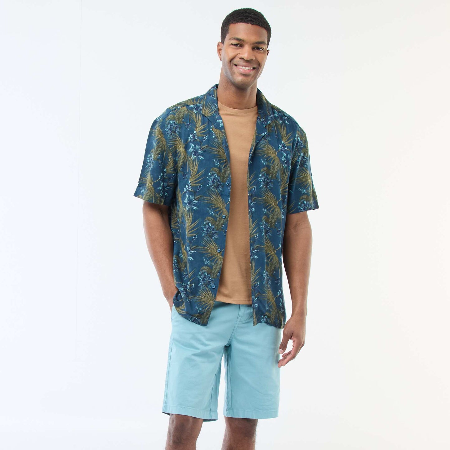 Bermuda chino en twill uni BLEU