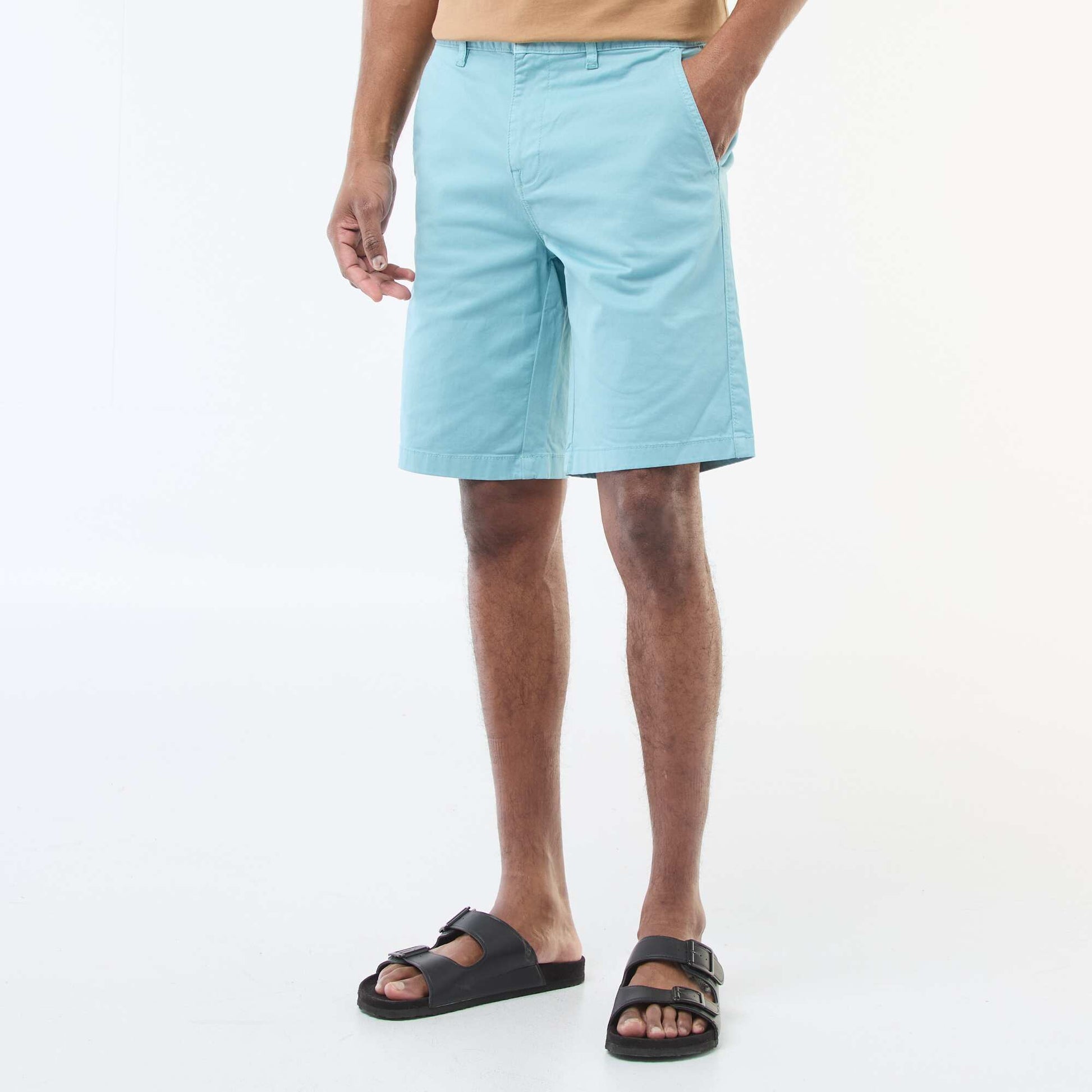 Bermuda chino en twill uni BLEU