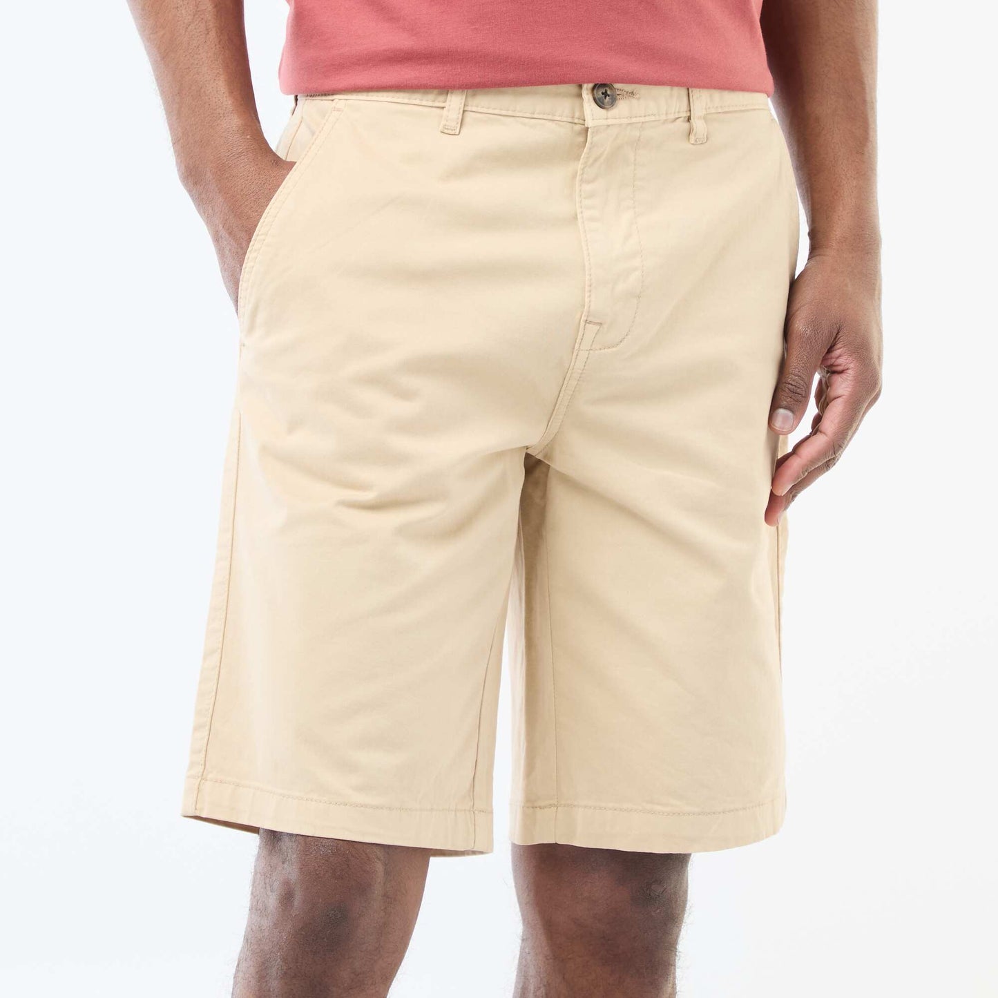 Bermuda chino en twill uni BLANC