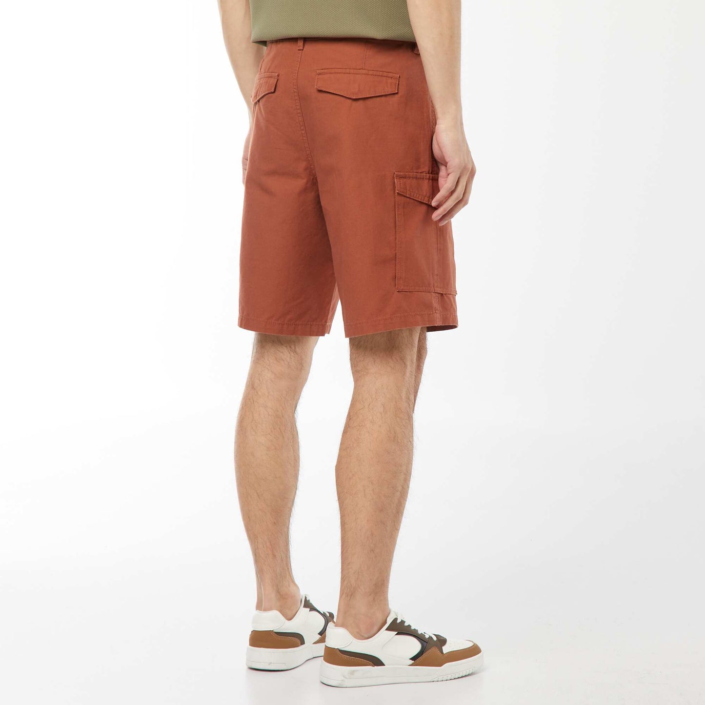 Bermuda chino en twill uni multipoches MARRON
