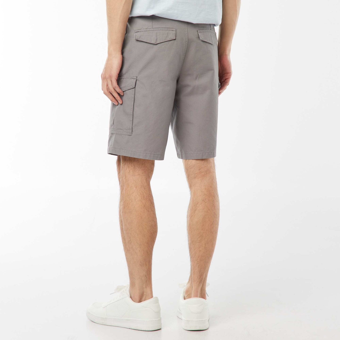 Bermuda chino en twill uni multipoches GRIS