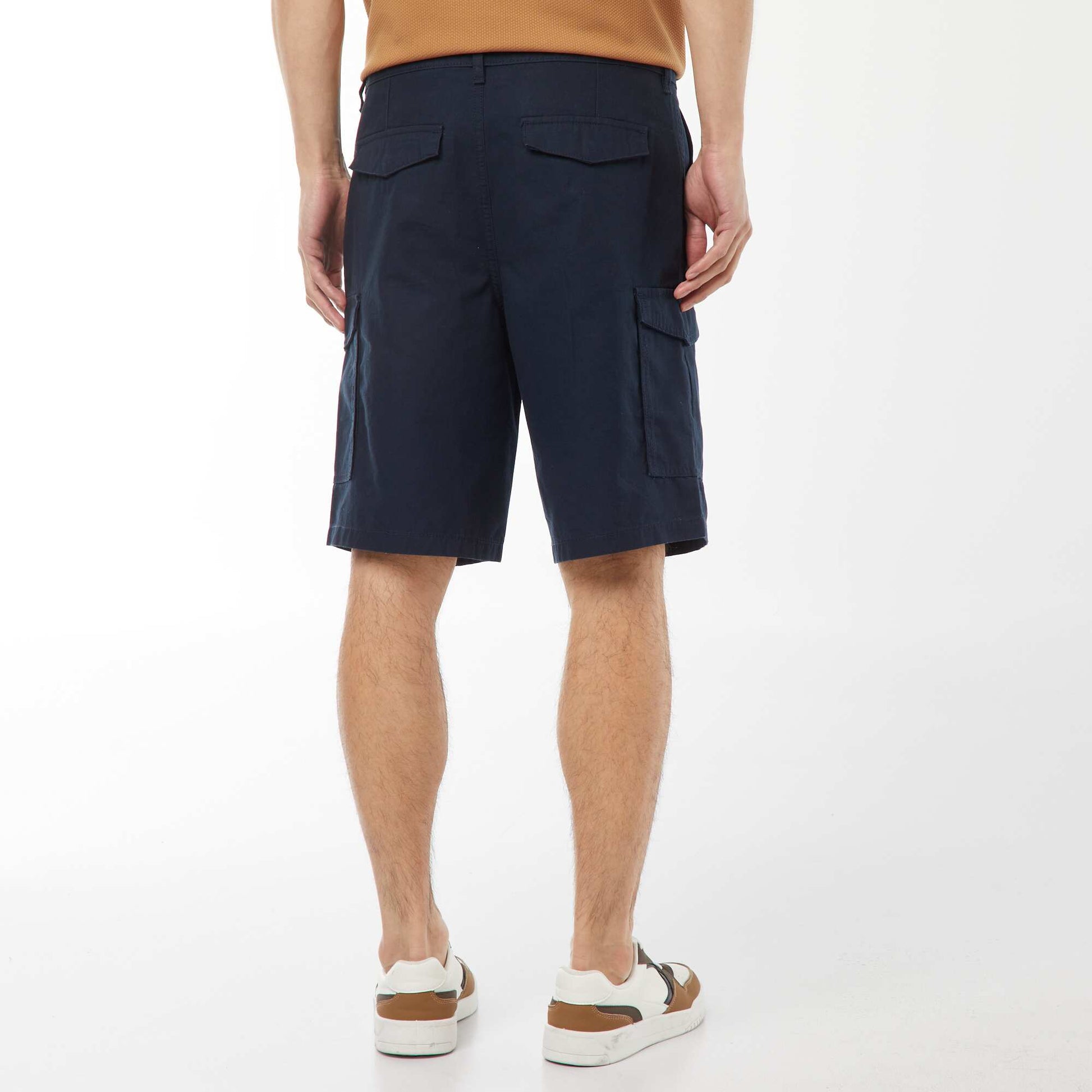 Bermuda chino en twill uni multipoches BLEU