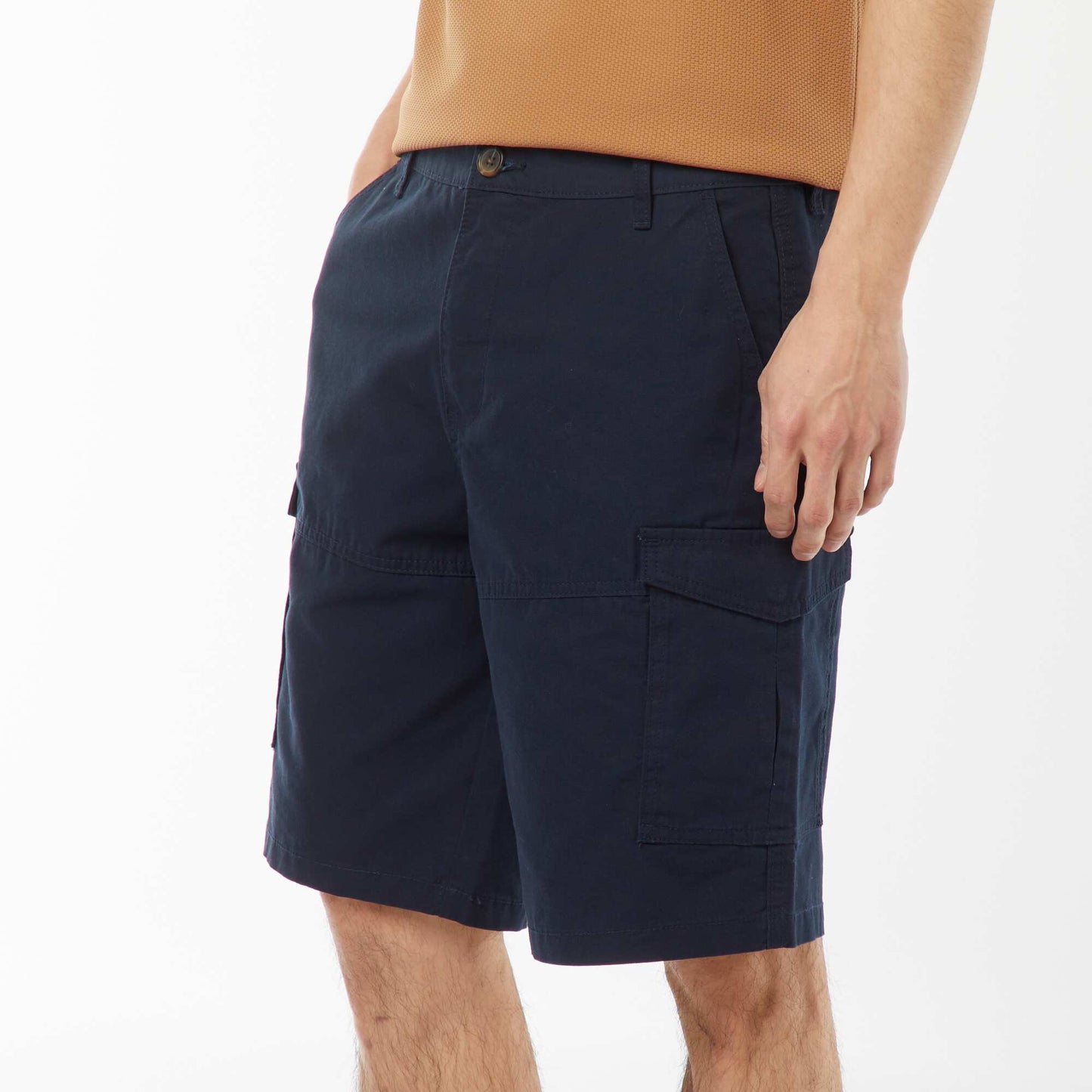 Bermuda chino en twill uni multipoches BLEU