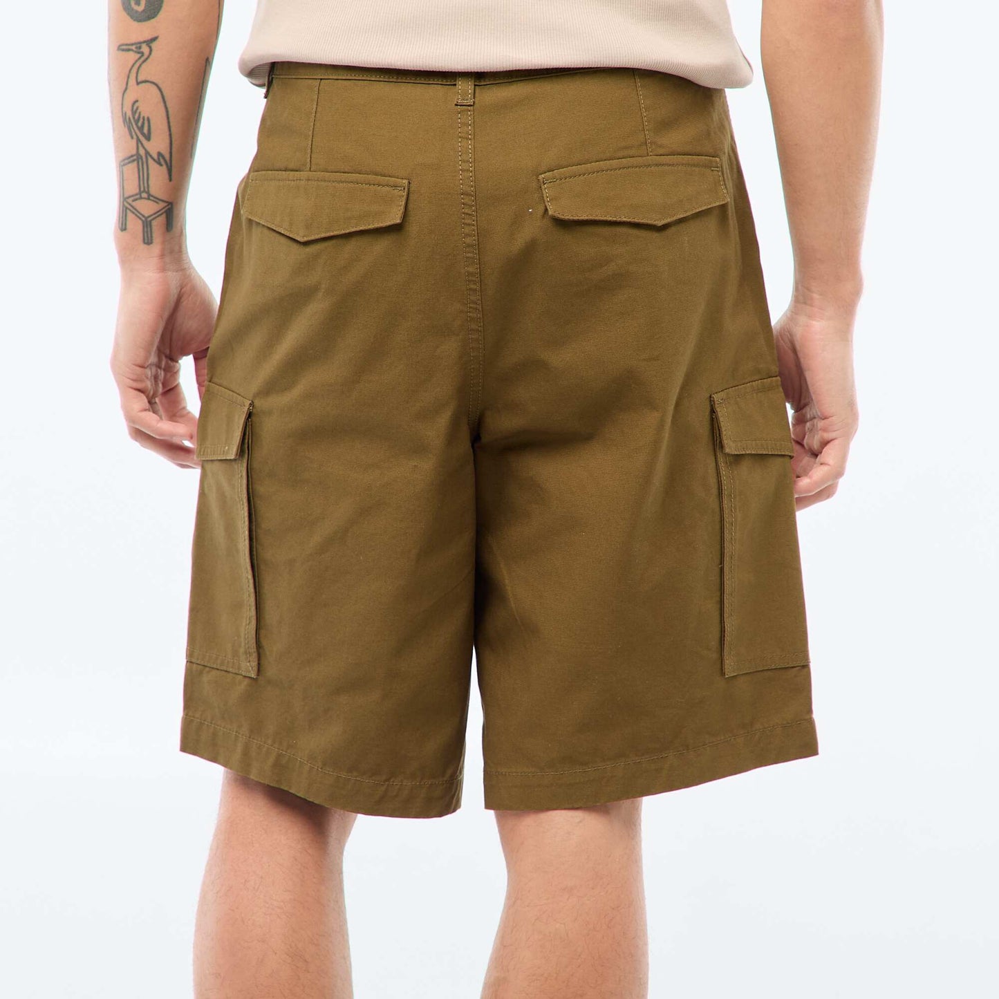 Bermuda chino en twill uni multipoches KAKI