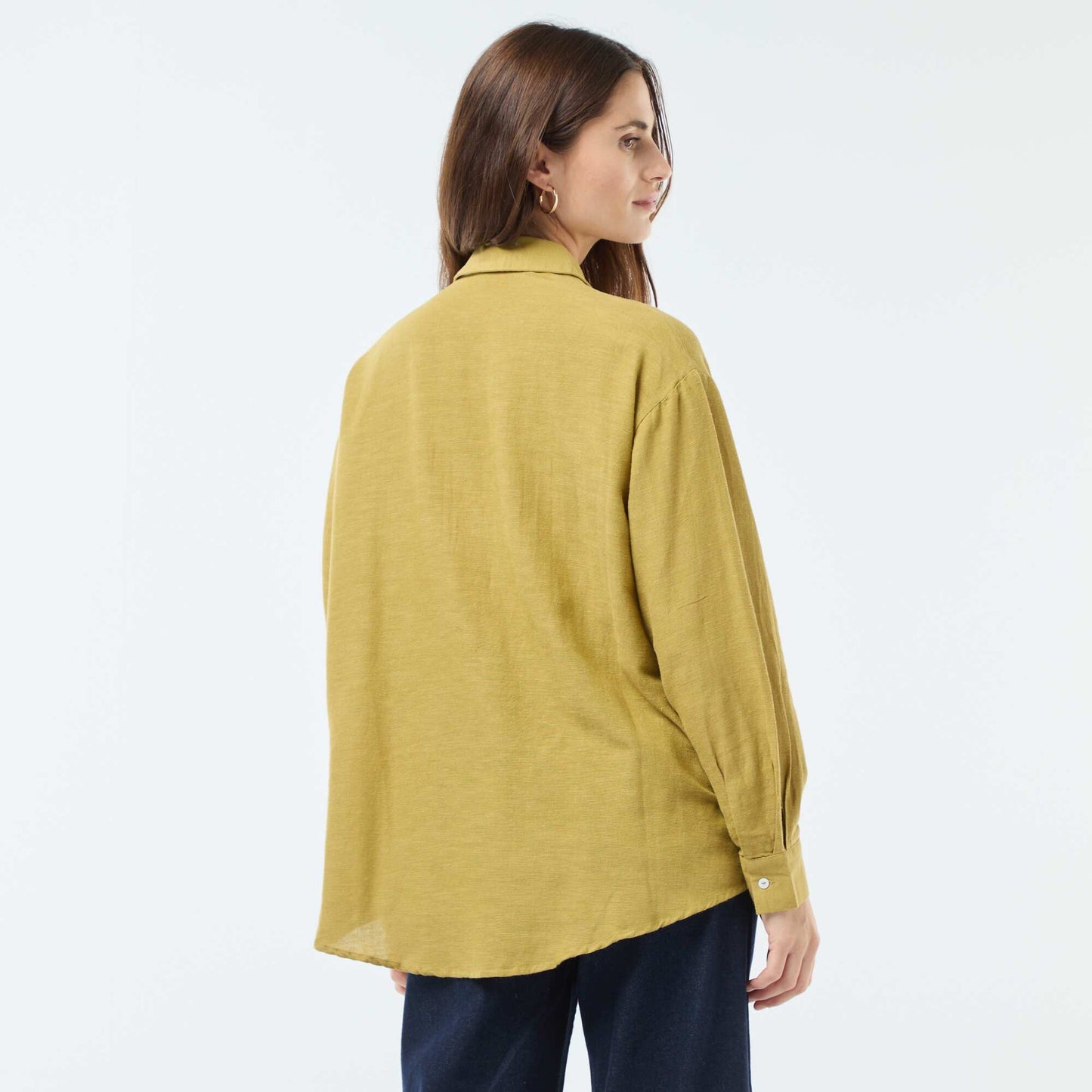 Chemise oversize en lin rayé VERT