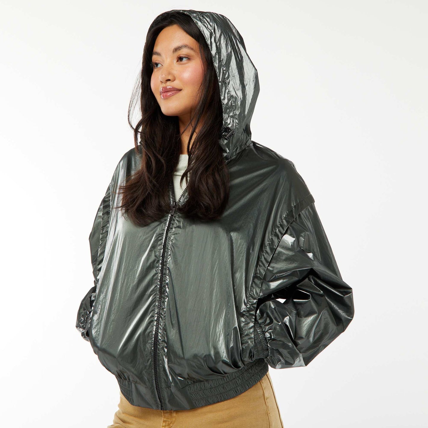 Blouson coupe-vent métallisé VERT