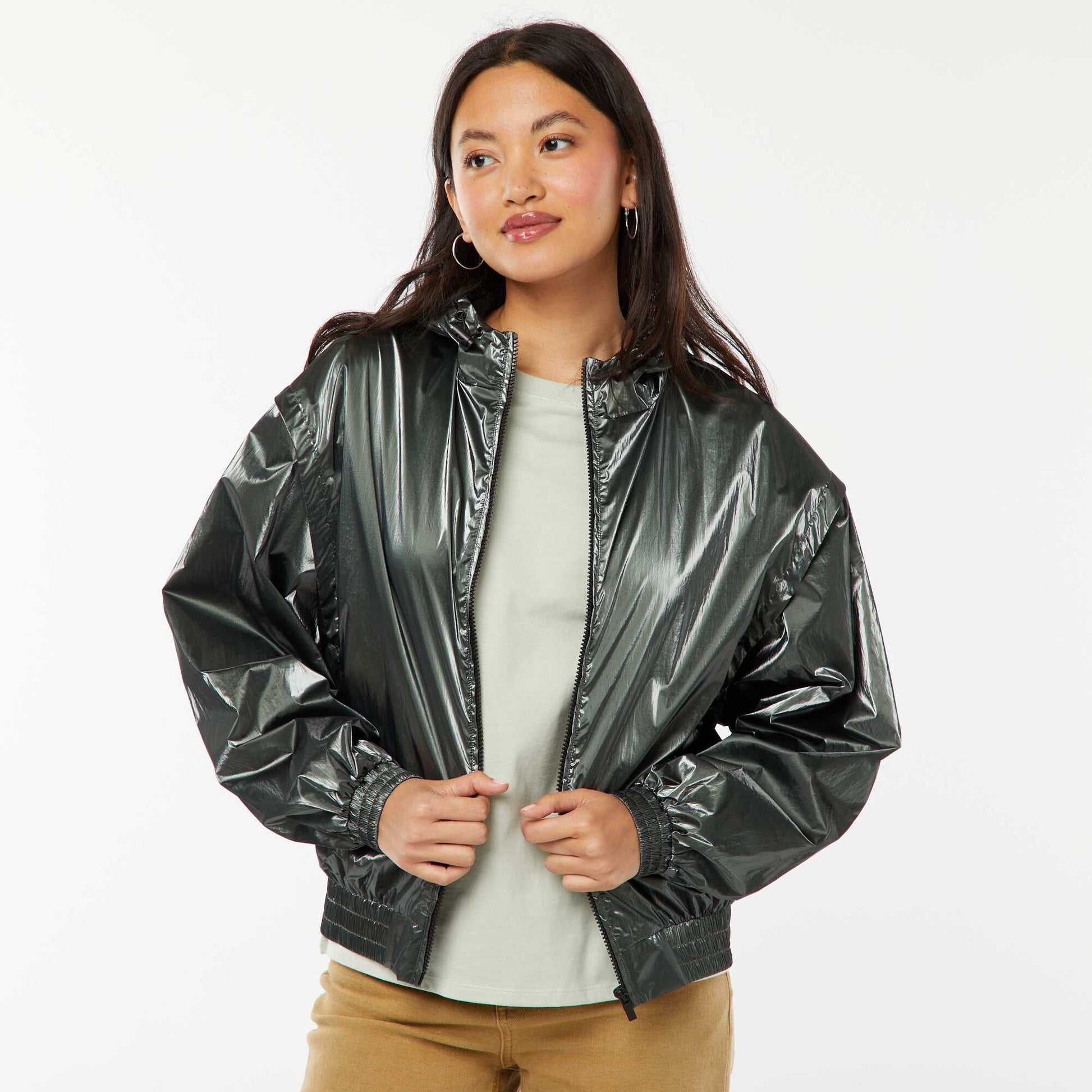 Blouson coupe-vent métallisé VERT