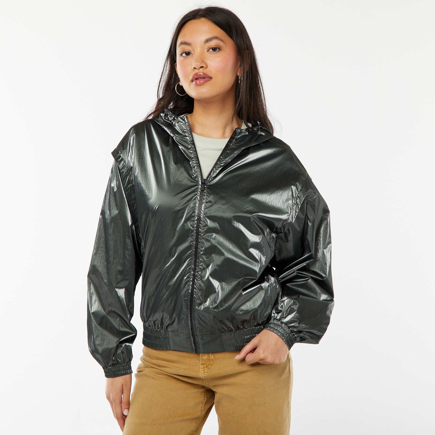 Blouson coupe-vent métallisé VERT